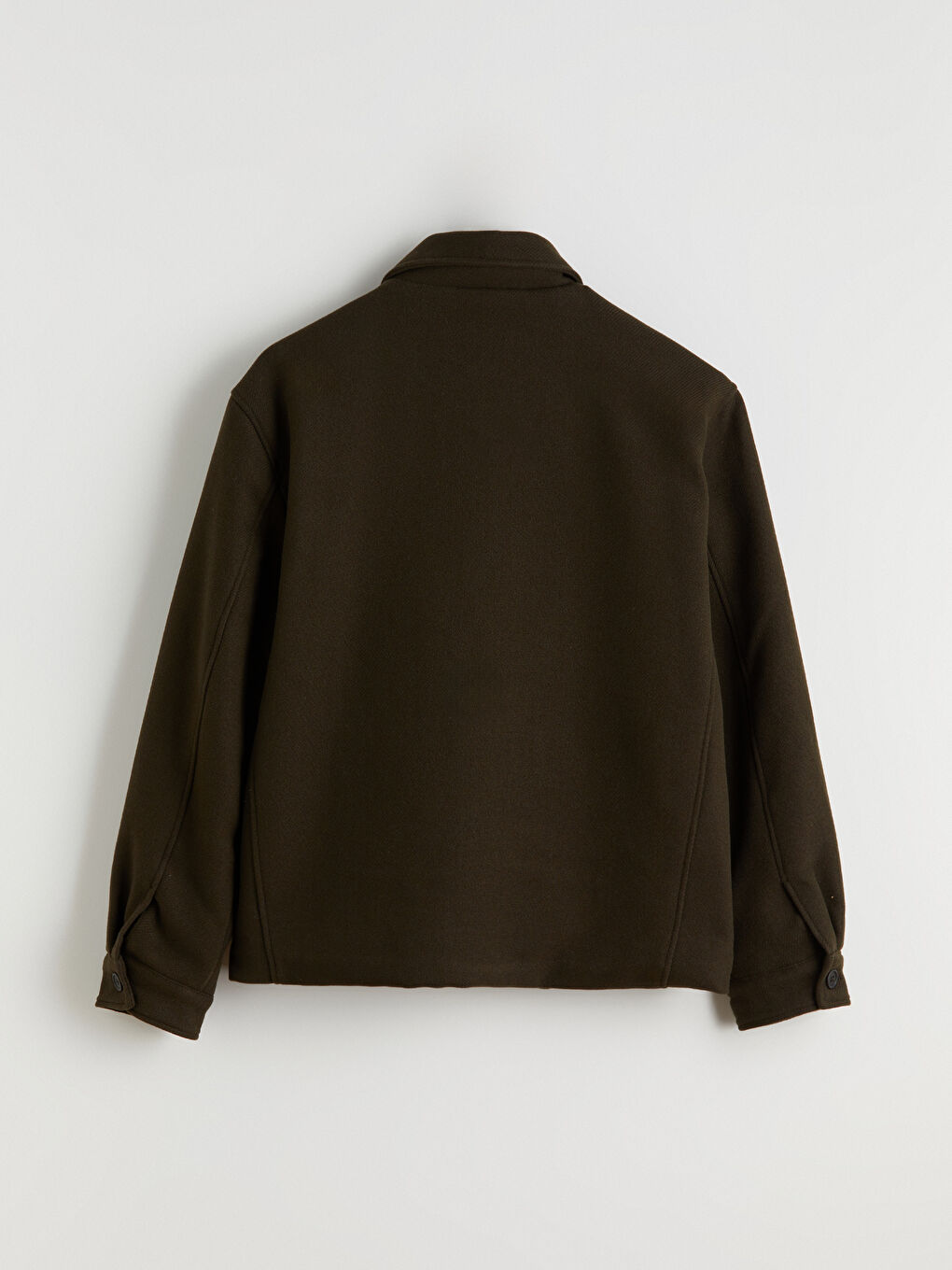 Haki Standart Kalıp Gömlek Yaka Erkek Kaşe Mont-7