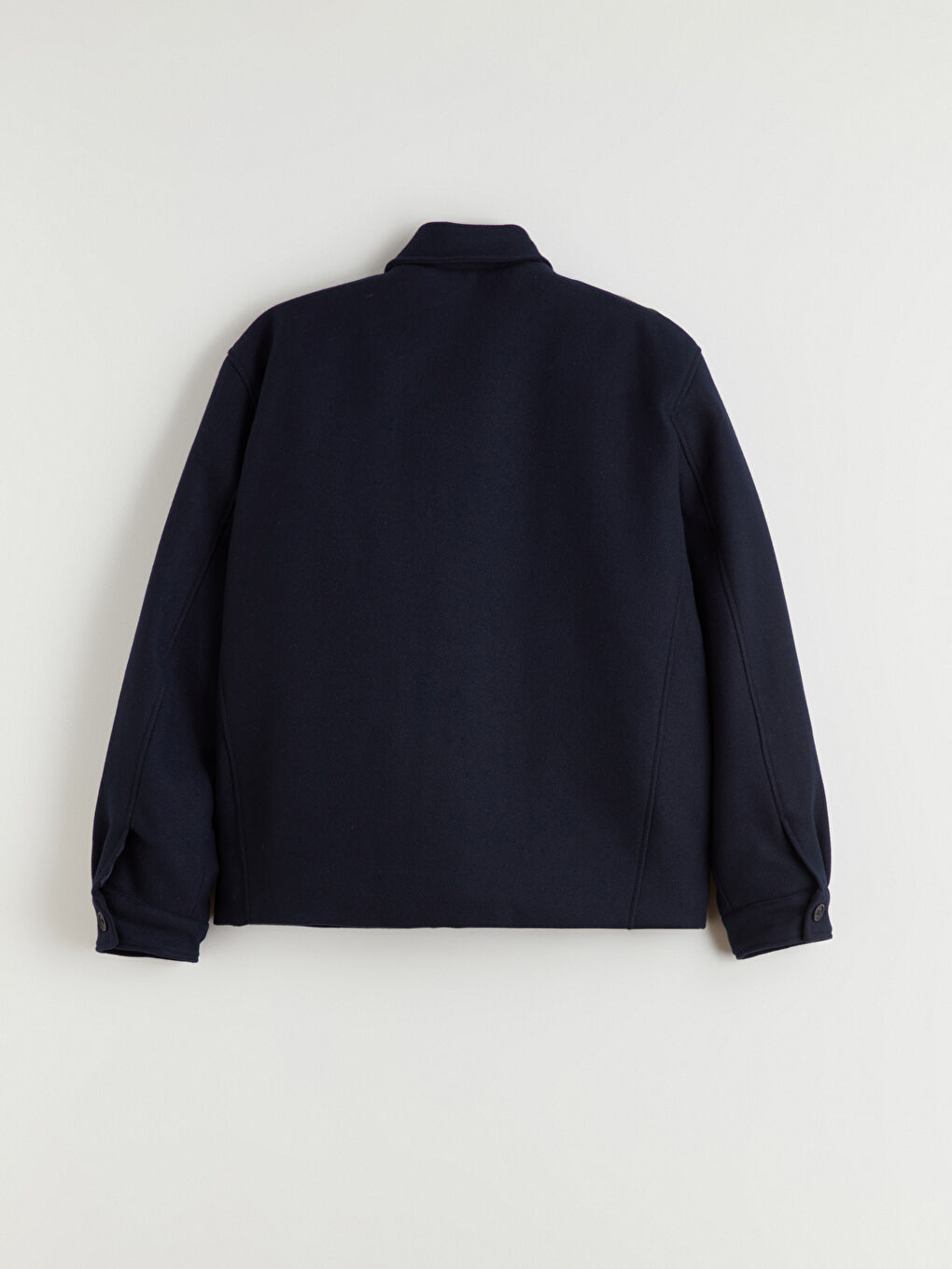 Lacivert Standart Kalıp Gömlek Yaka Erkek Kaşe Mont-8