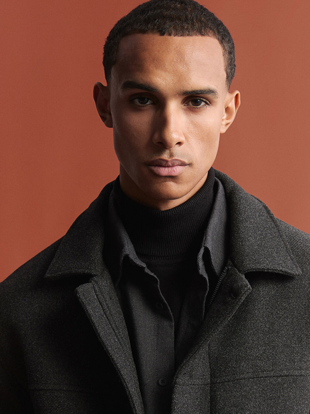 Стандартный крой пальто с отложным воротником для мужчин из каше-2