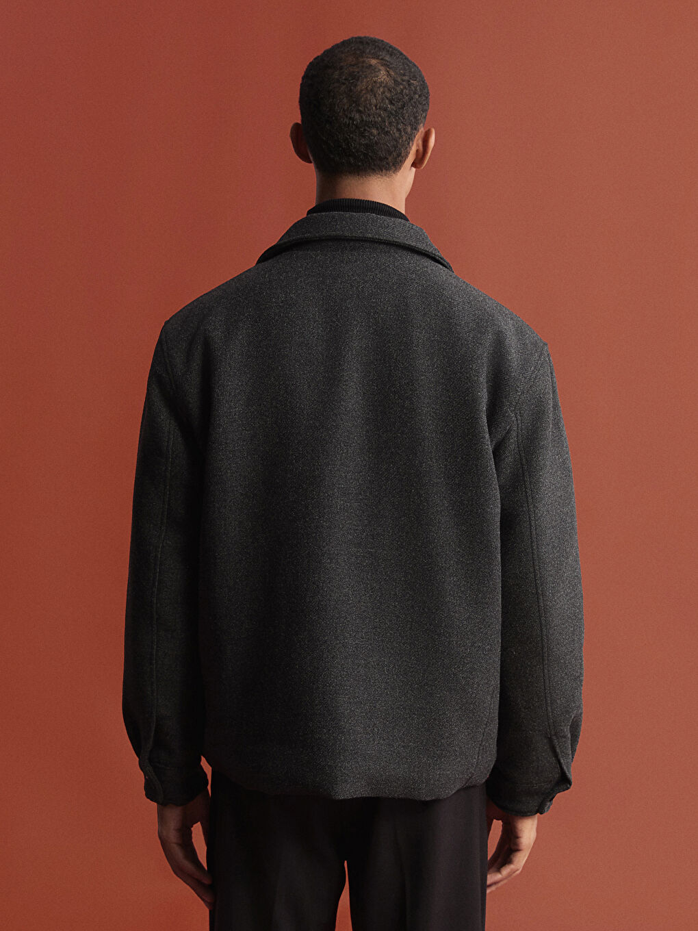 Стандартный крой пальто с отложным воротником для мужчин из каше-4