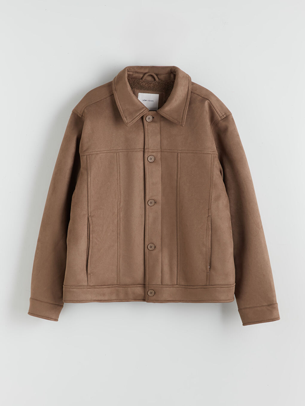 Bej Rahat Kalıp Gömlek Yaka Süet Erkek Mont-5