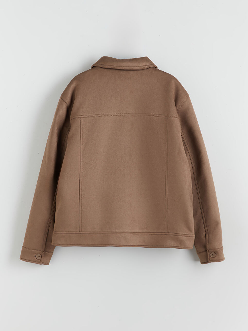 Bej Rahat Kalıp Gömlek Yaka Süet Erkek Mont-6