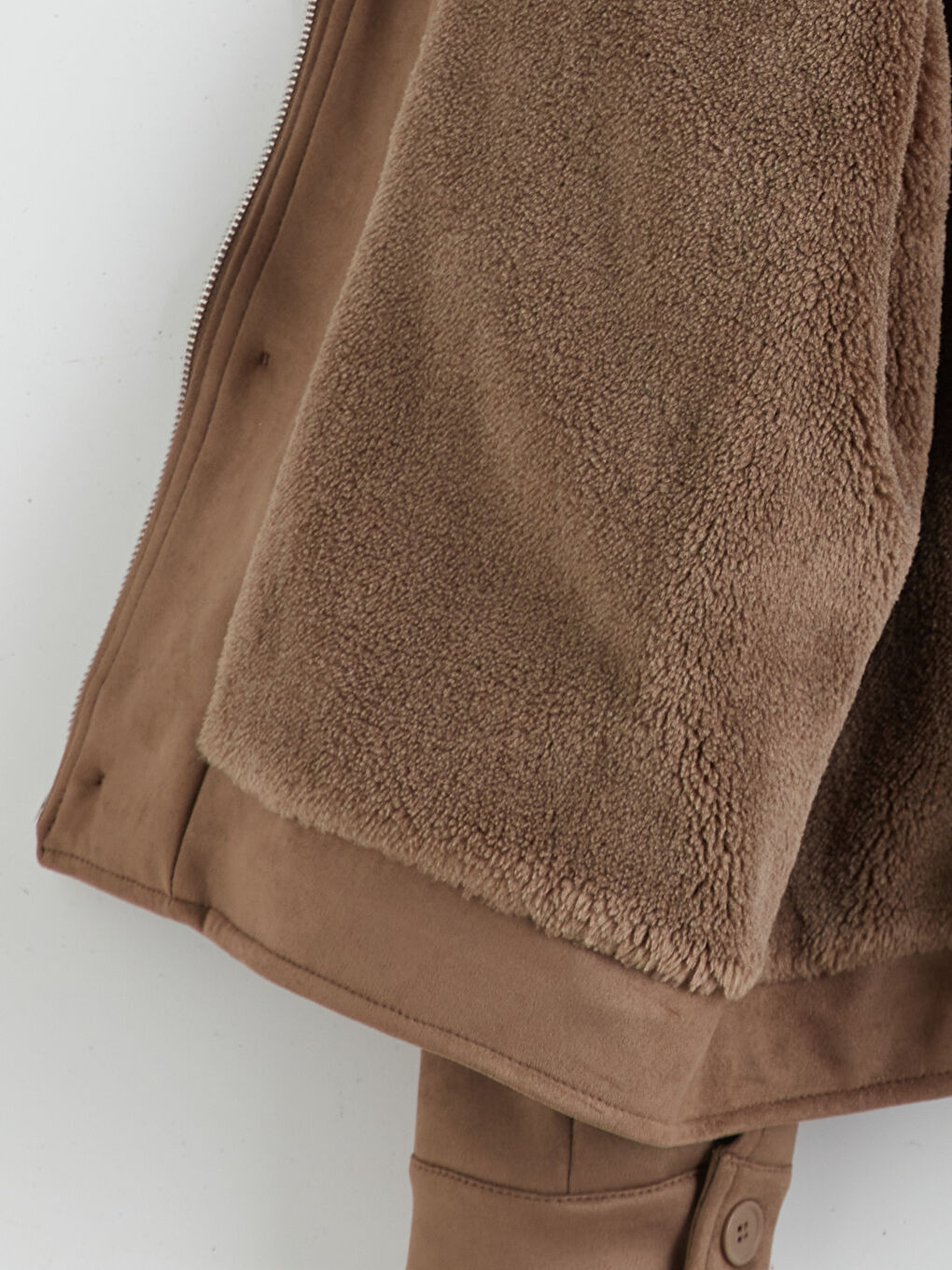 Bej Rahat Kalıp Gömlek Yaka Süet Erkek Mont-7