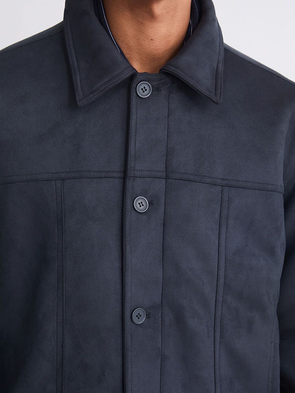 Antrasit Rahat Kalıp Gömlek Yaka Süet Erkek Mont-2