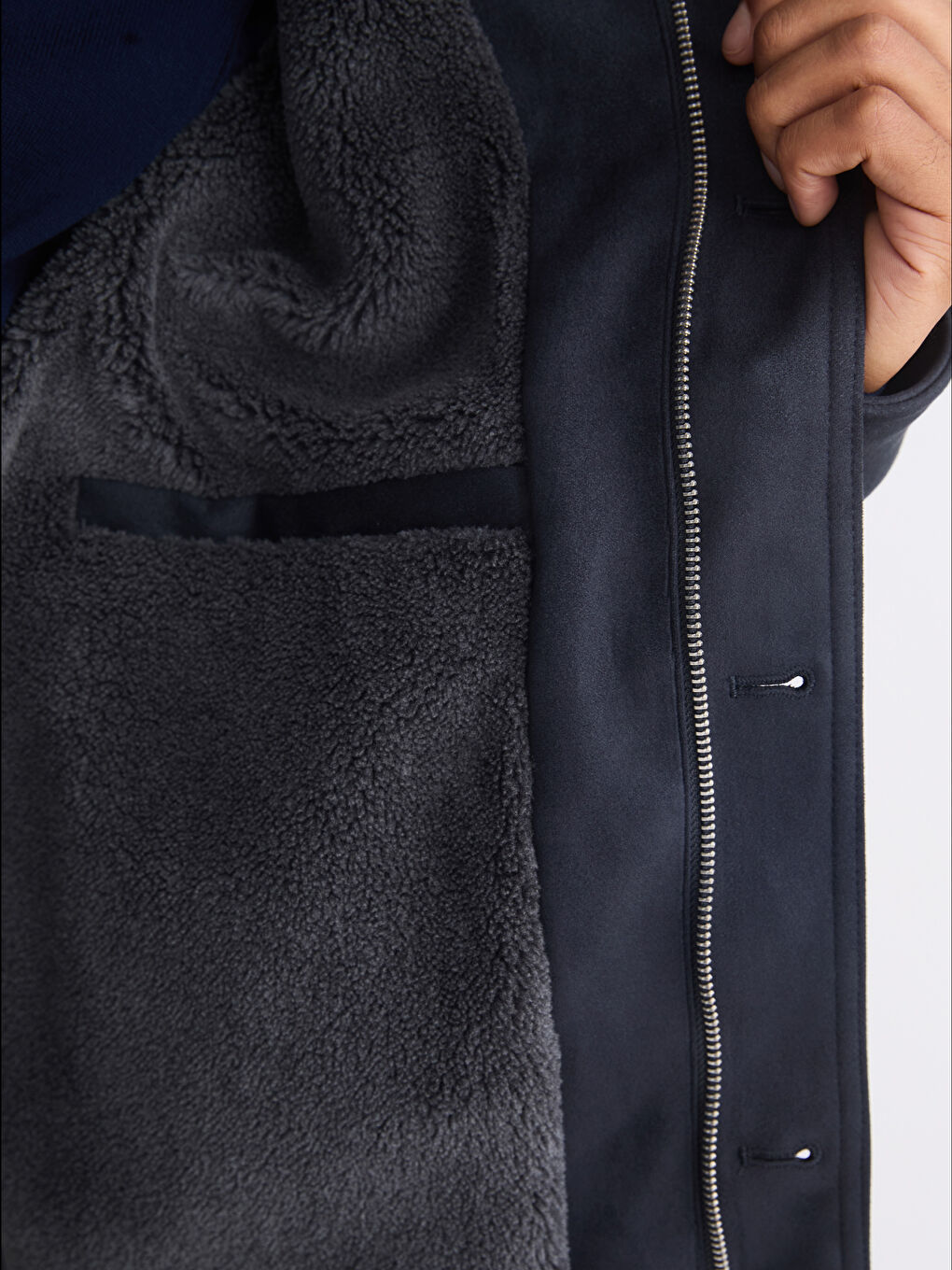 Antrasit Rahat Kalıp Gömlek Yaka Süet Erkek Mont-3