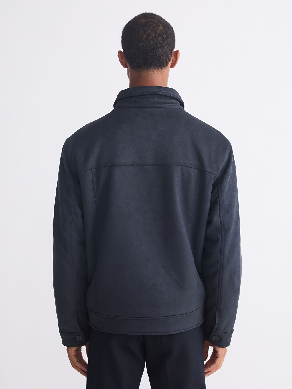 Antrasit Rahat Kalıp Gömlek Yaka Süet Erkek Mont-4