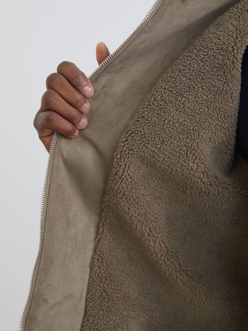 معطف رجال قصة مريحة ياقة بلي كول جلد سويد-5