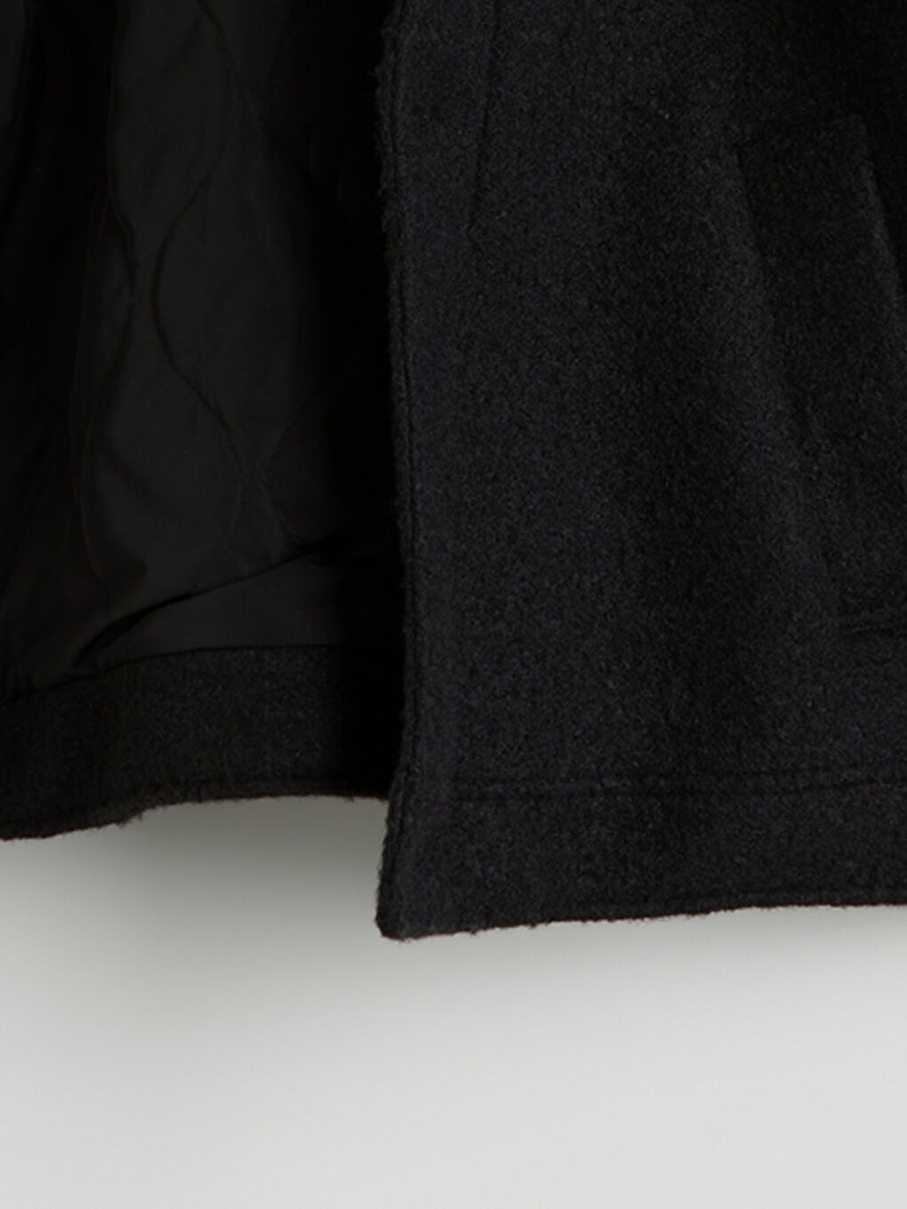 Siyah Rahat Kalıp Ceket Yaka Erkek Kaşe Mont-6