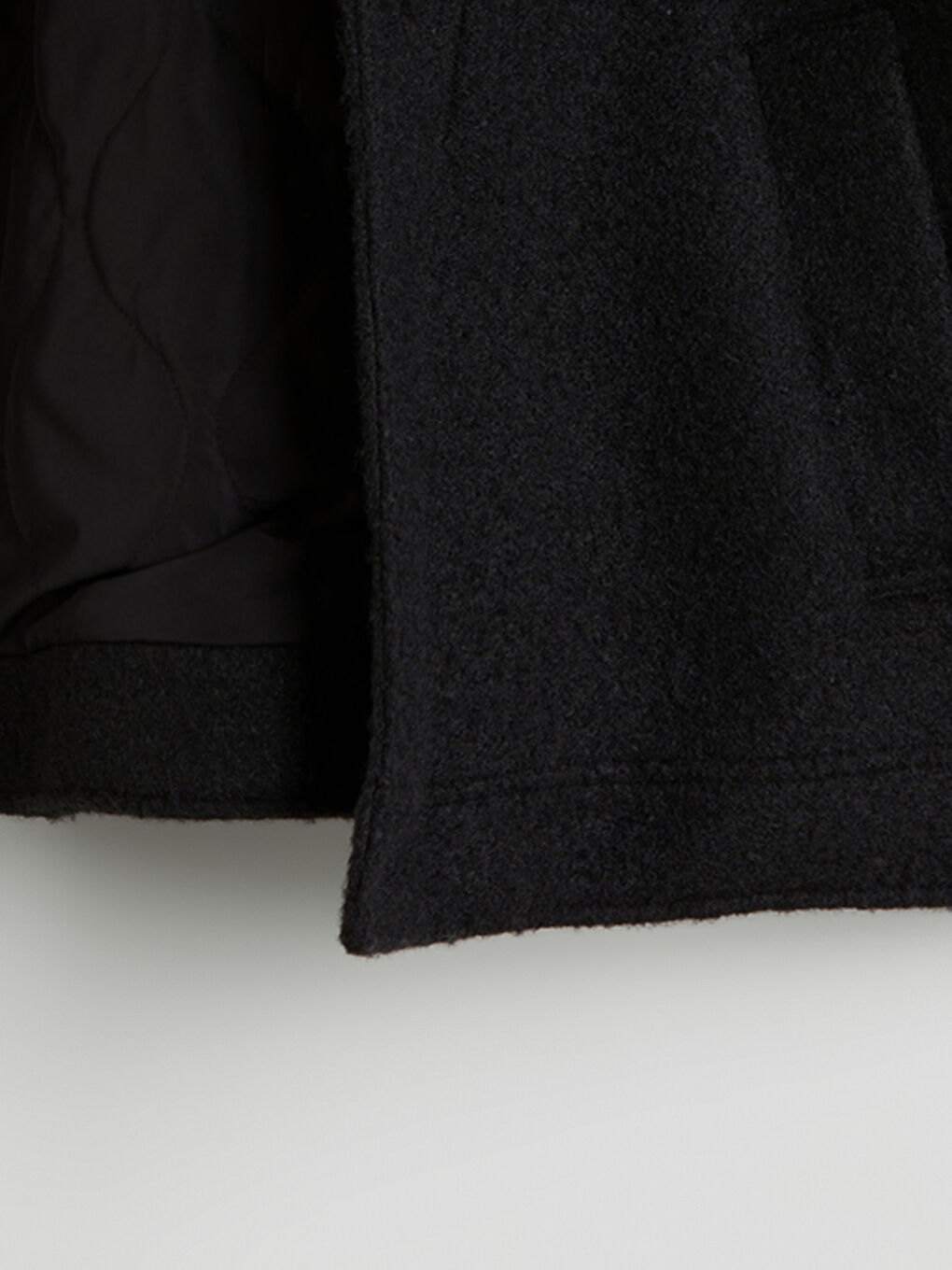 Siyah Rahat Kalıp Ceket Yaka Erkek Kaşe Mont-7
