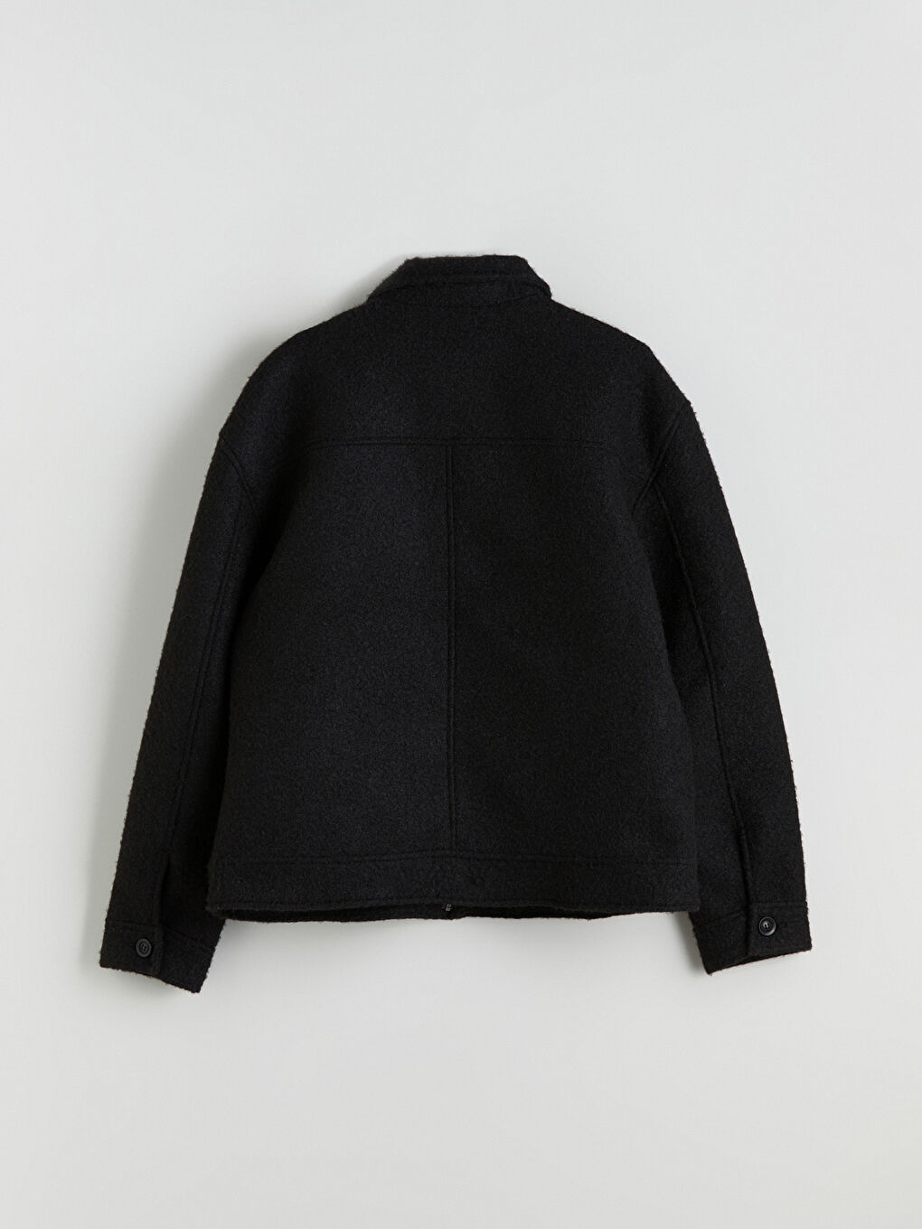 Siyah Rahat Kalıp Ceket Yaka Erkek Kaşe Mont-8