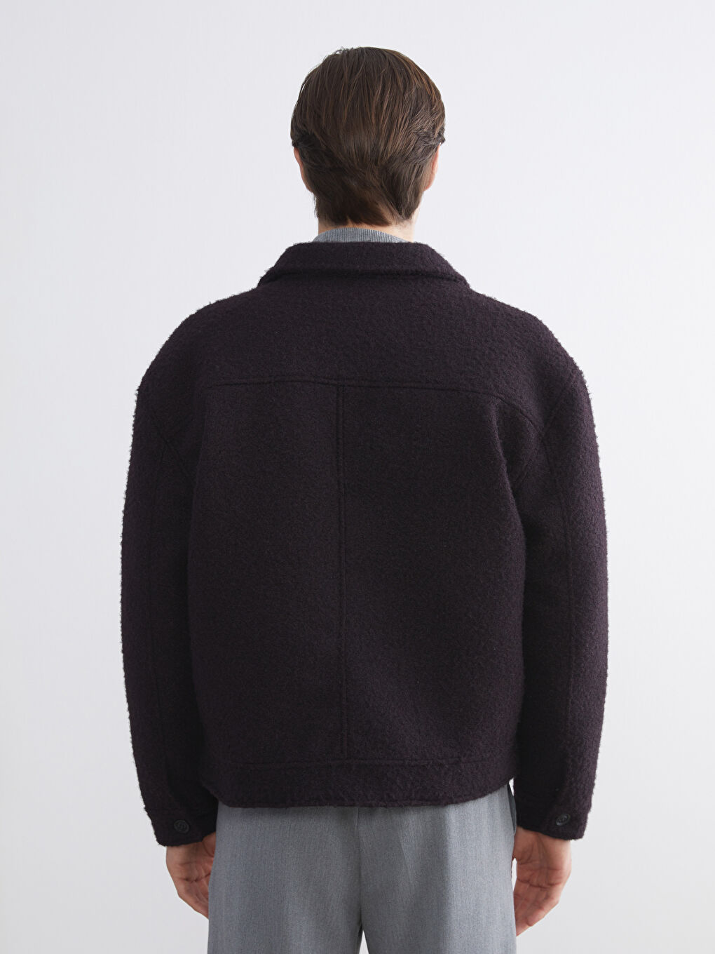 Bordo Rahat Kalıp Ceket Yaka Erkek Kaşe Mont-4