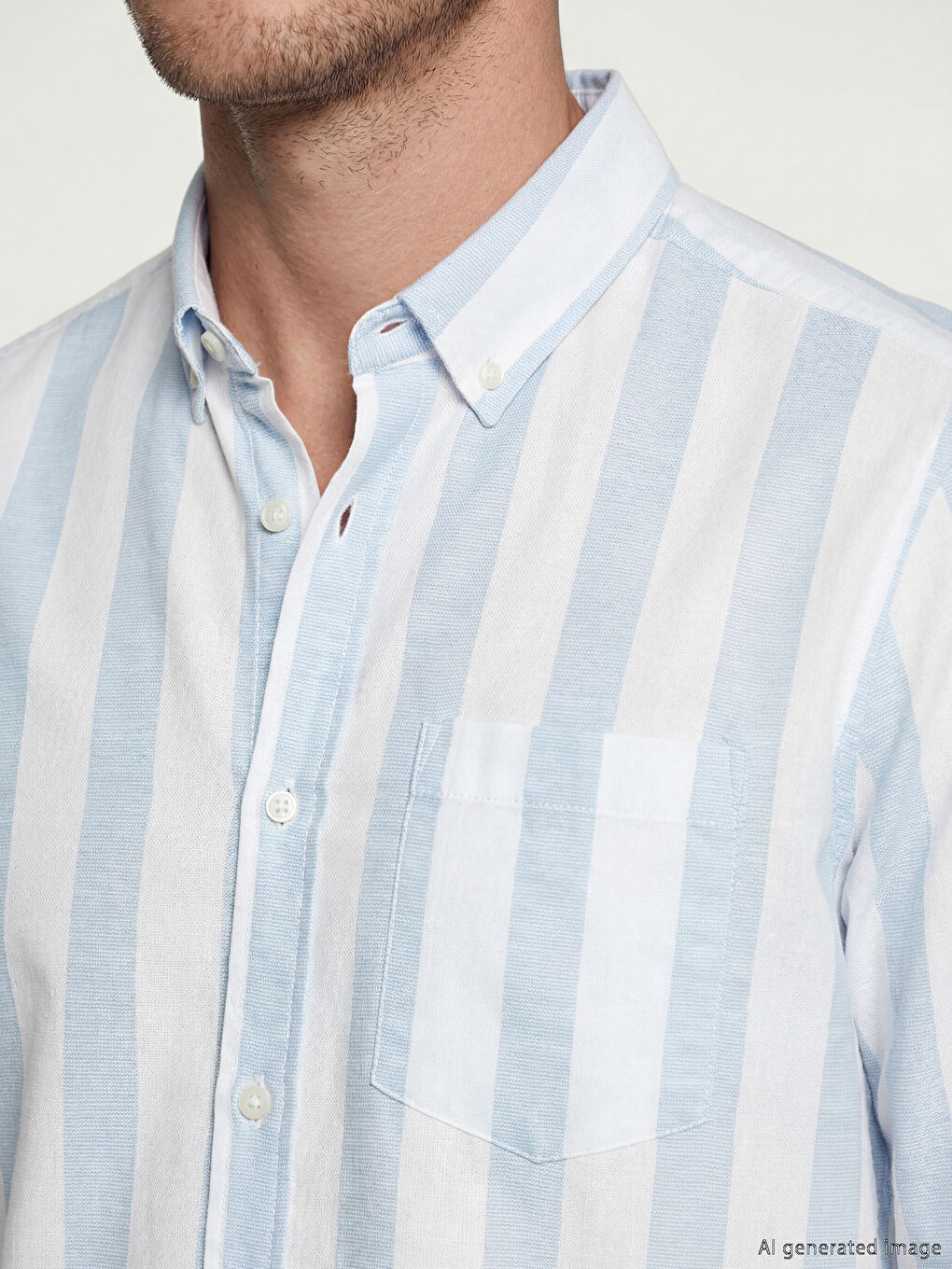 قميص رجالي مخطط بقماش دوبي بقصة عادية-2