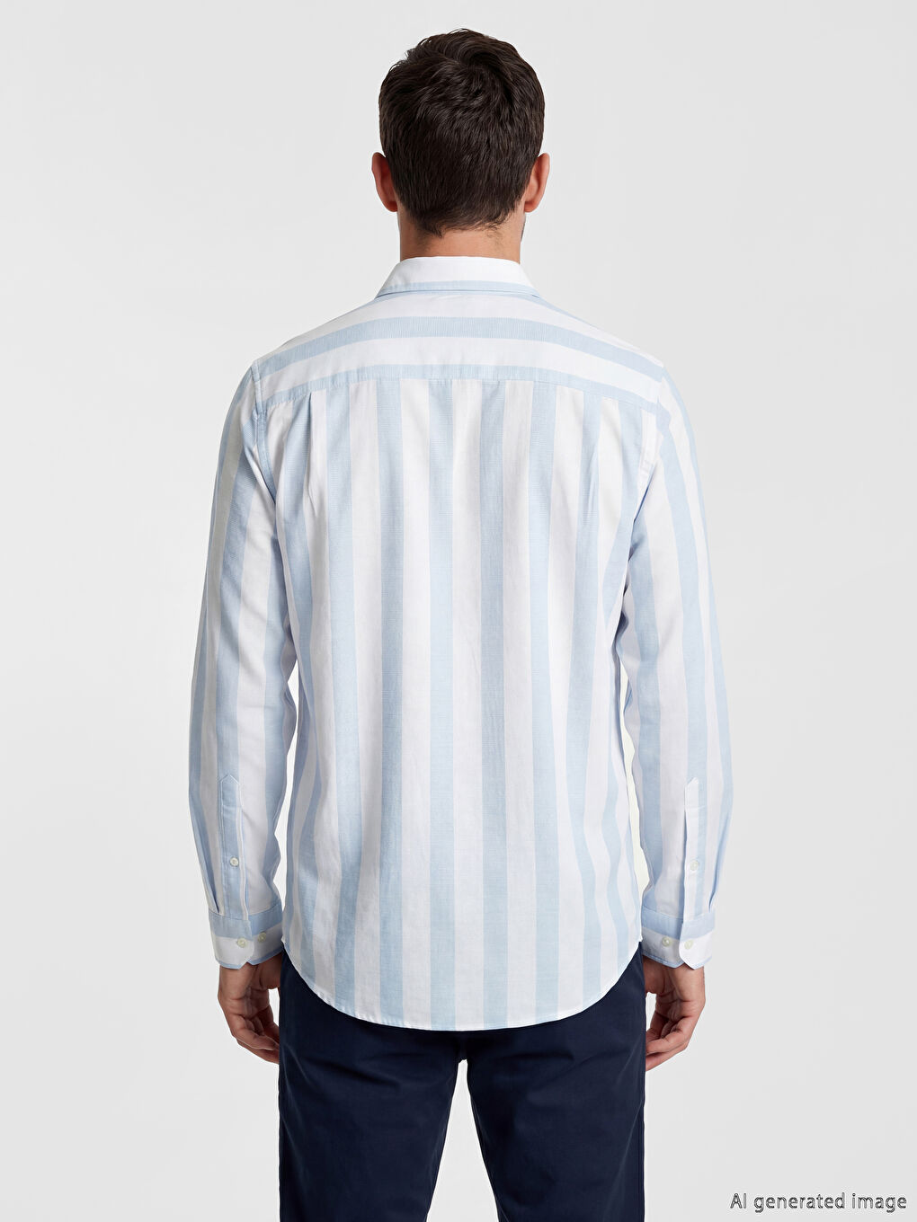 قميص رجالي مخطط بقماش دوبي بقصة عادية-3