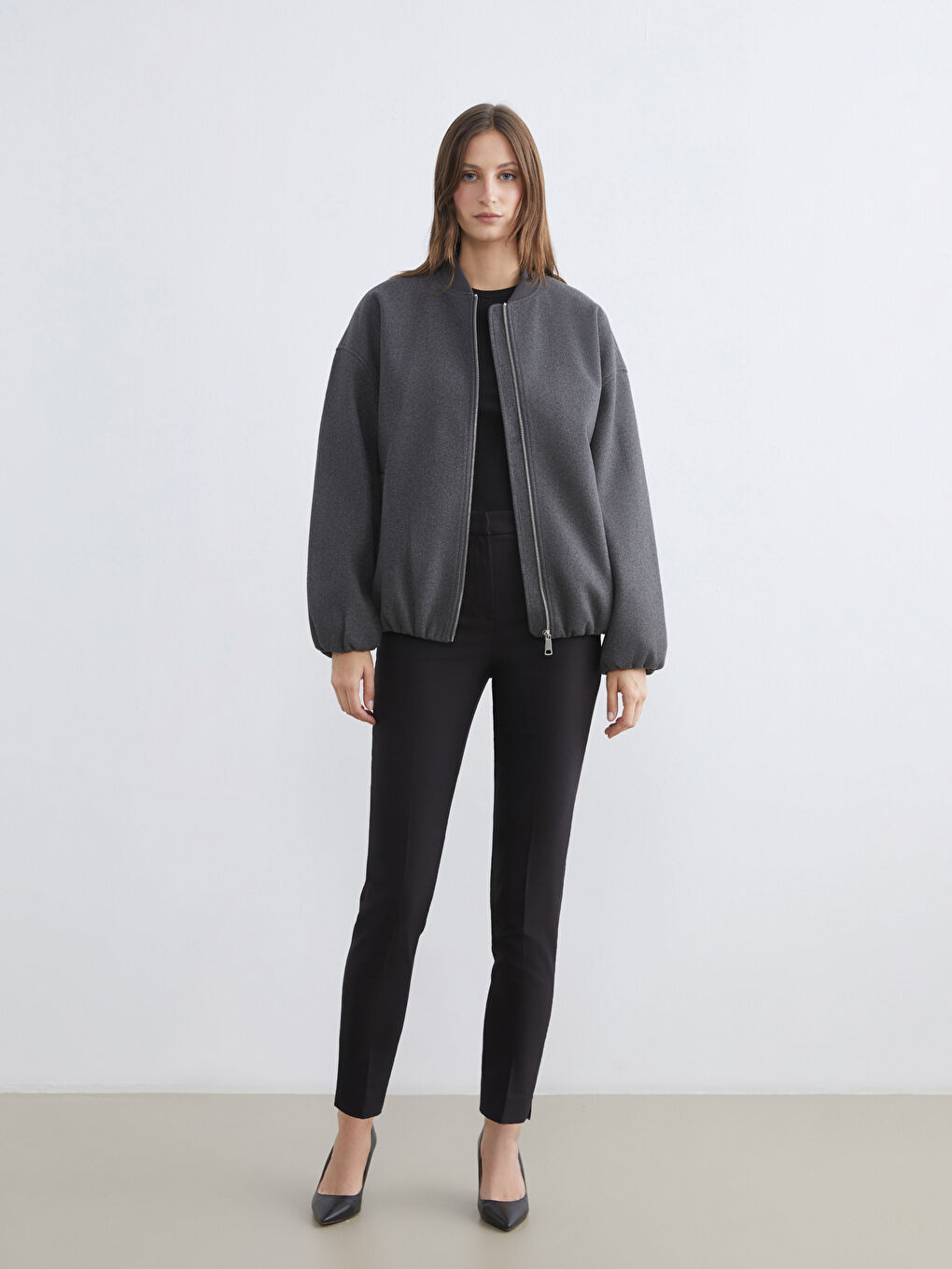 Женщины Антрацитовый Плащ-1