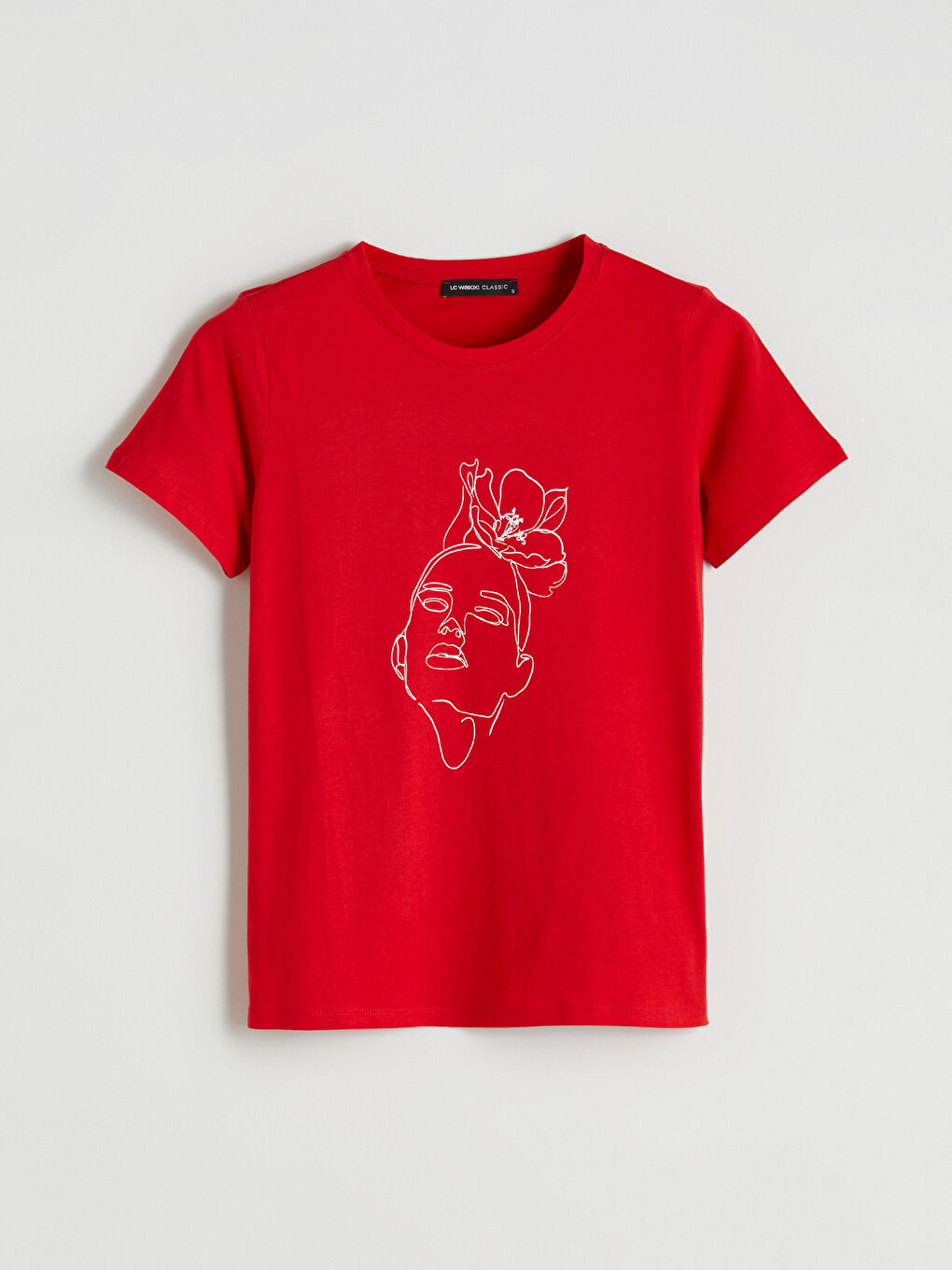 Әйелдерге арналған принтті дөңгелек жағалы футболка-4