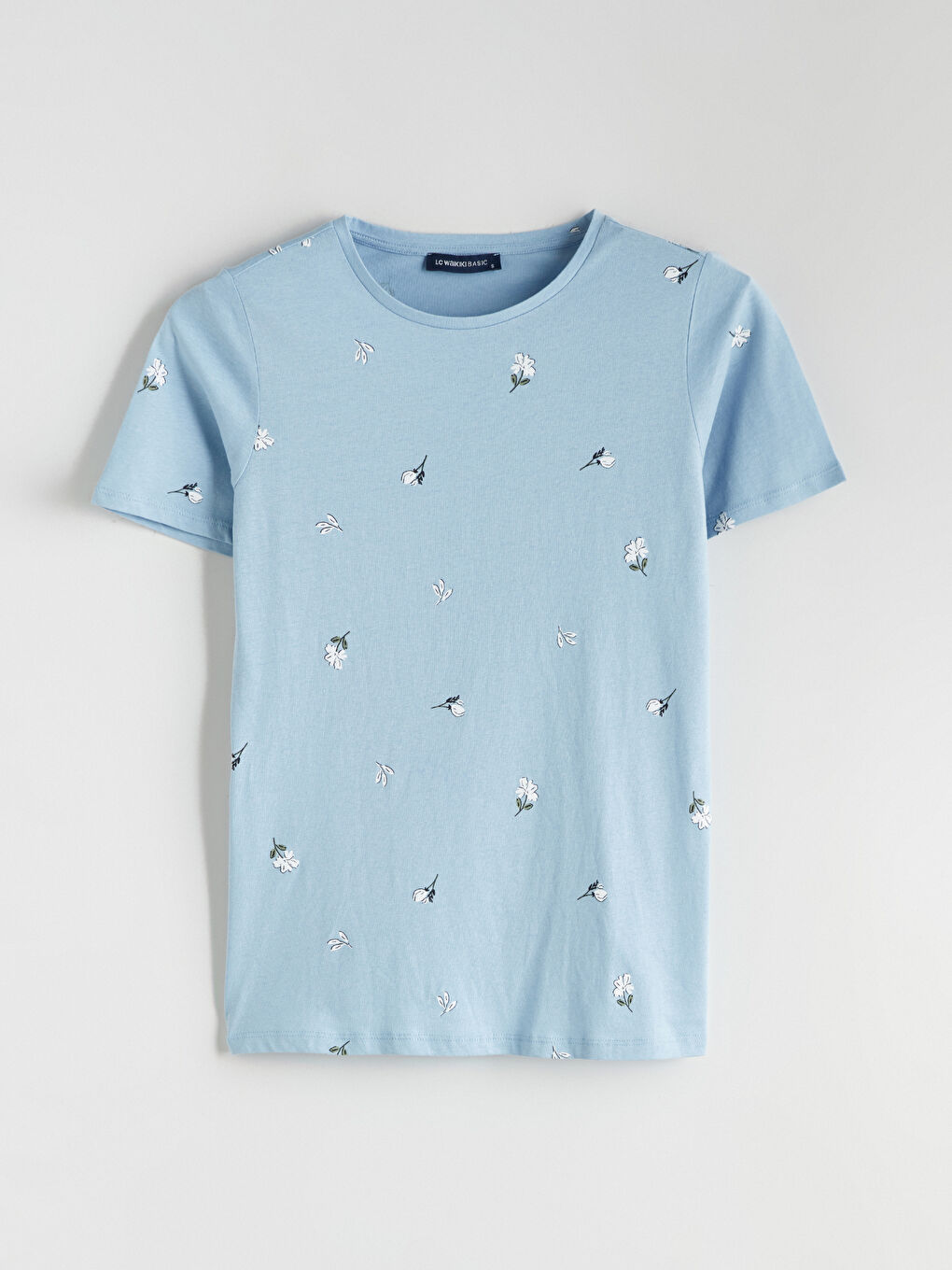 Тениска с кръгло деколте и цветен принт за жени-4