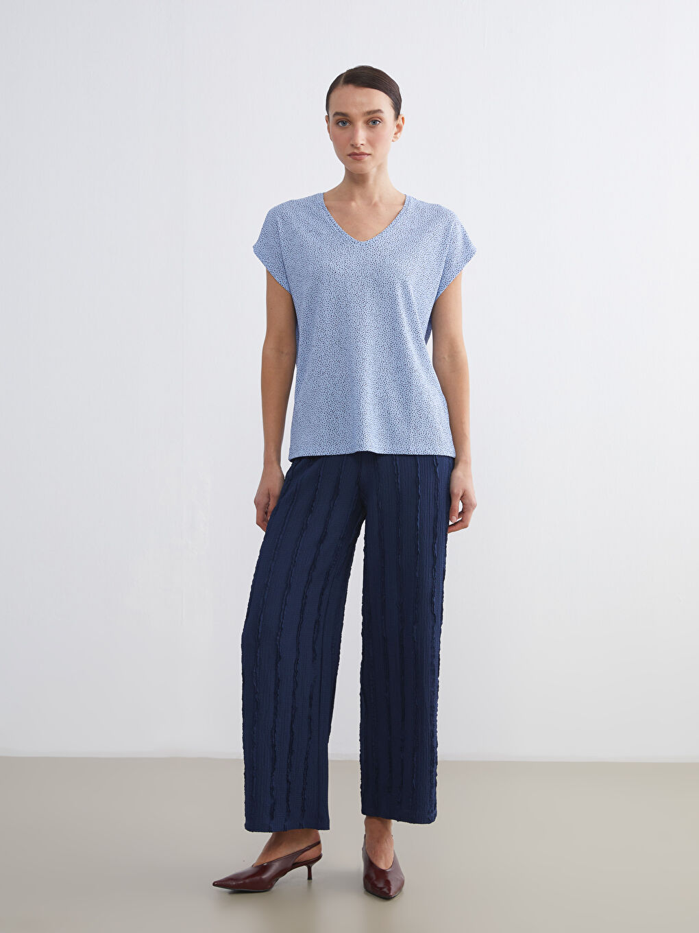 Әйелдер көкшіл түс Футболка-1