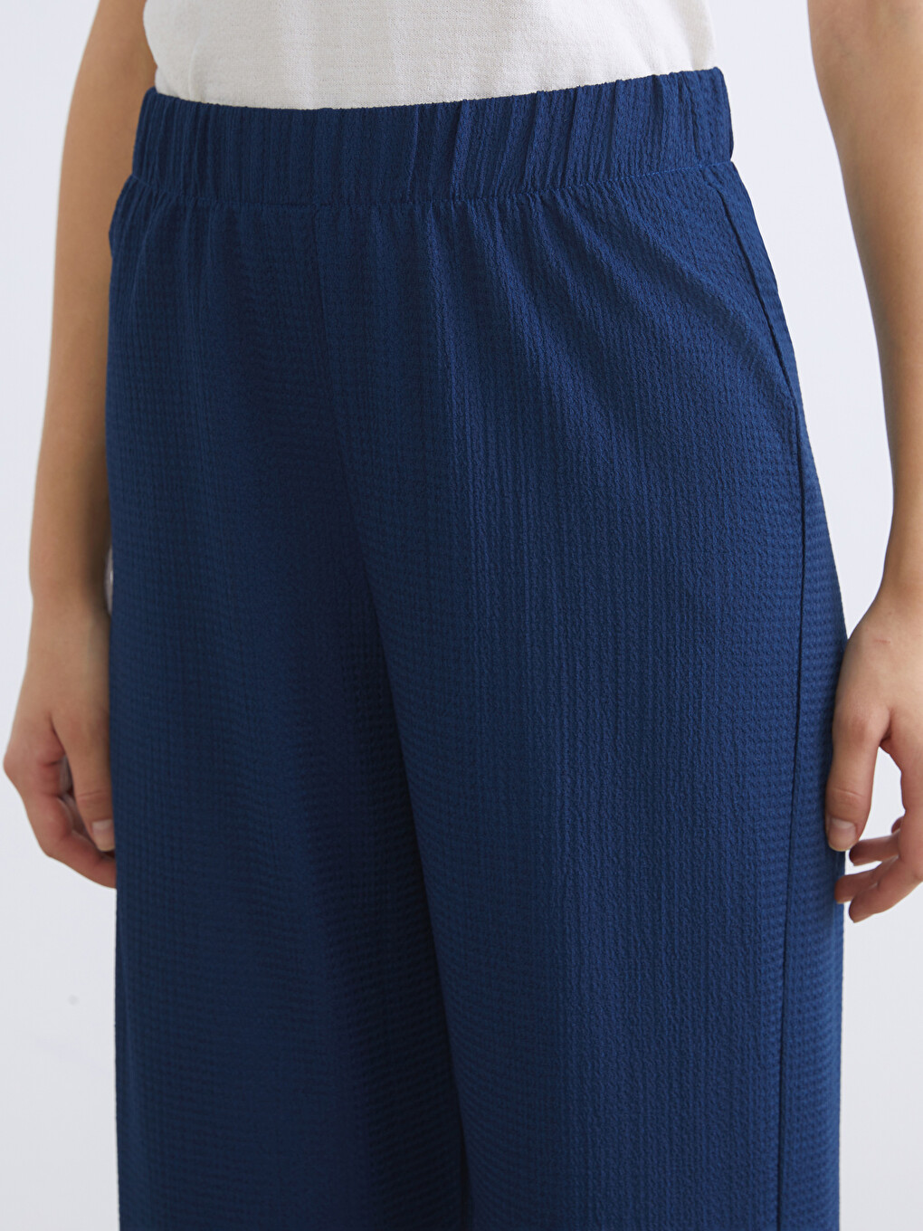 Pantalon Texturé À Taille Élastiquée Pour Femme-2