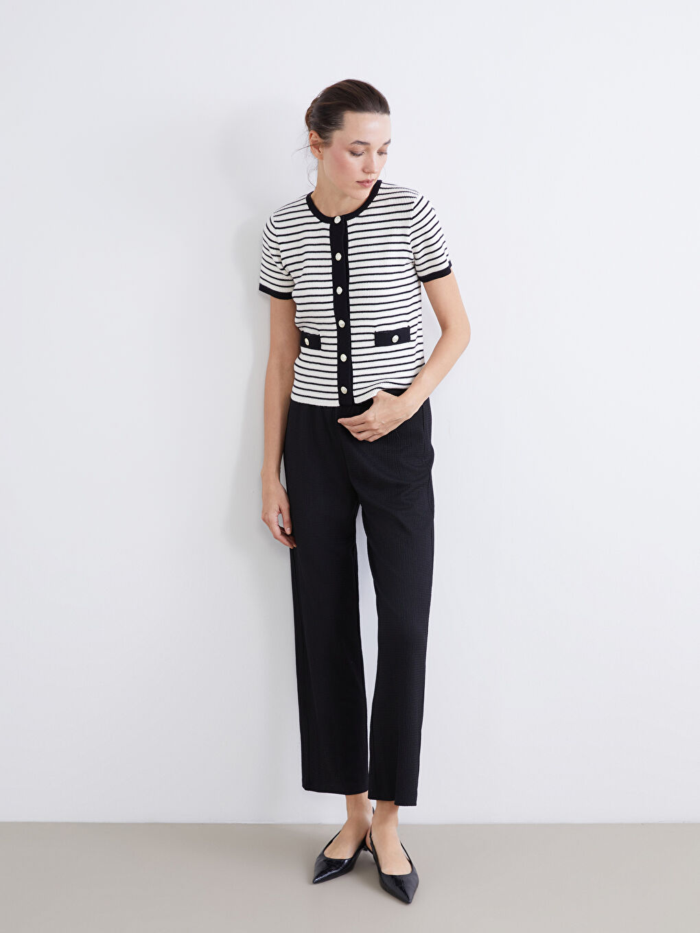 Женские текстурные брюки с эластичным поясом