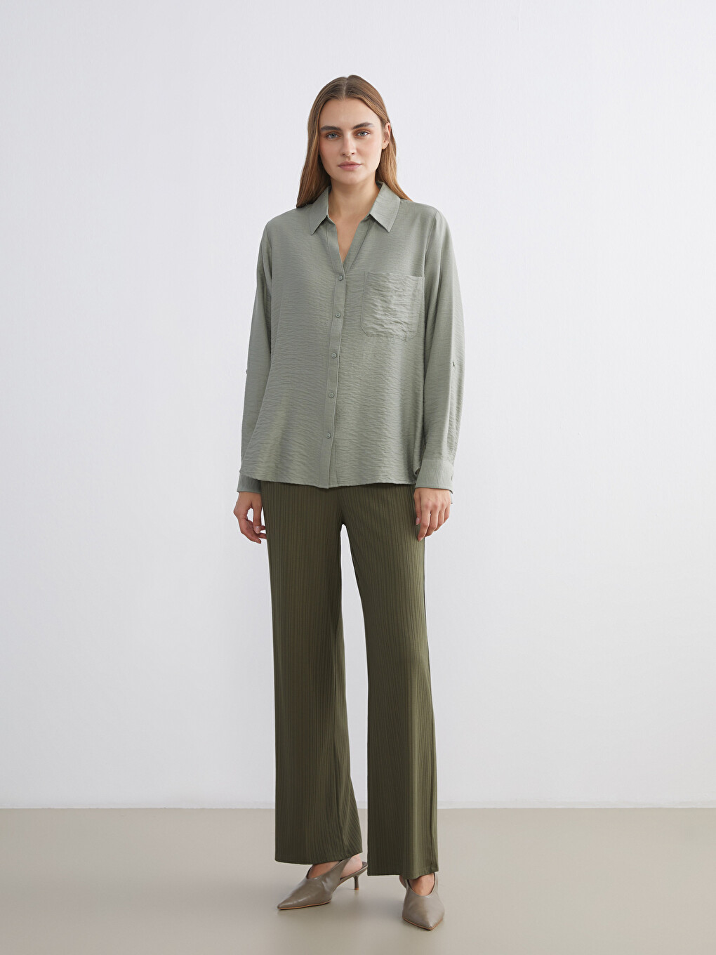 LCWAIKIKI Basic Elastic Waist Wide Leg Women's Trousers - S63225Z8