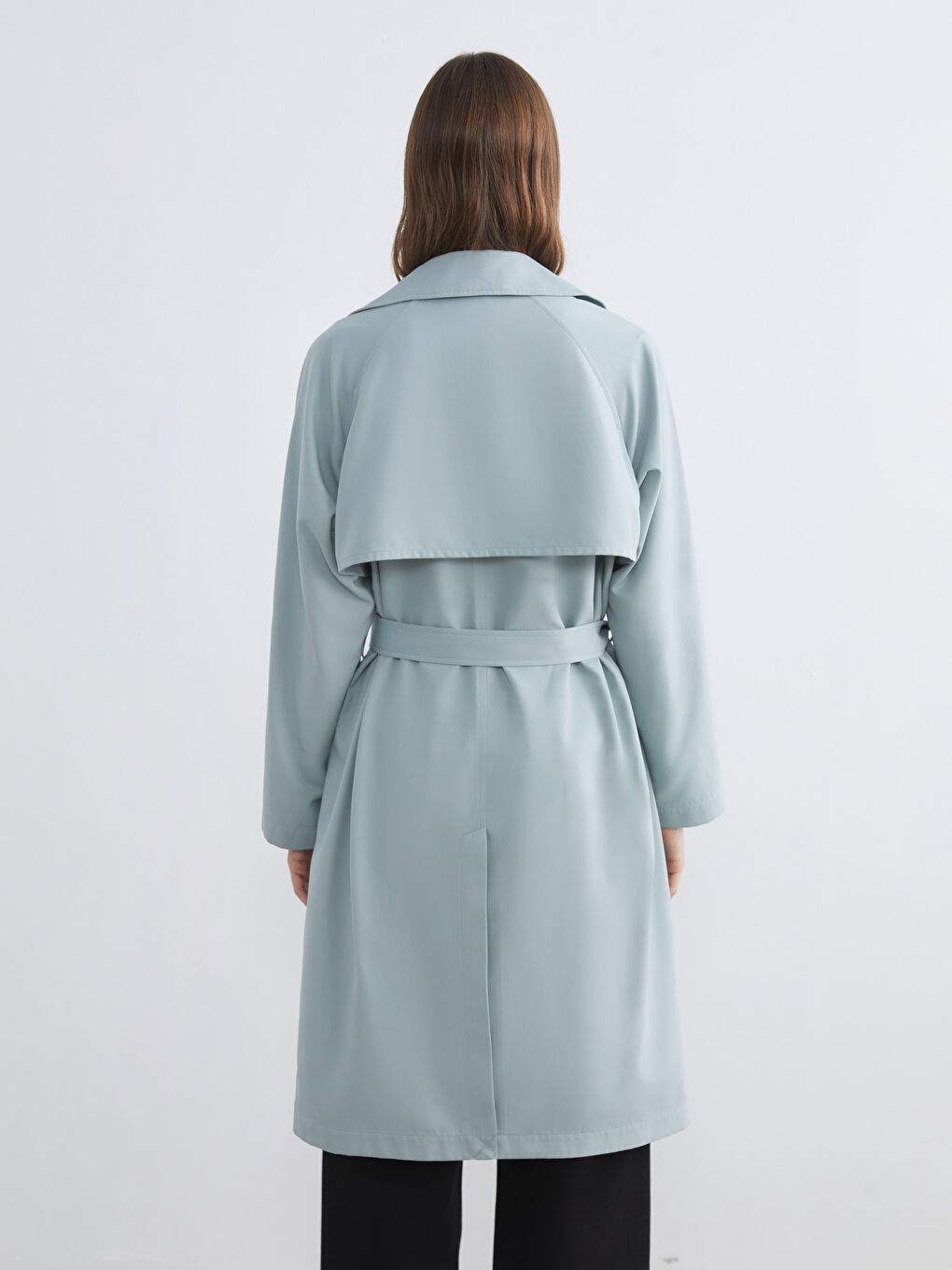 Mavi Kruvaze Yaka Kadın Trençkot-3
