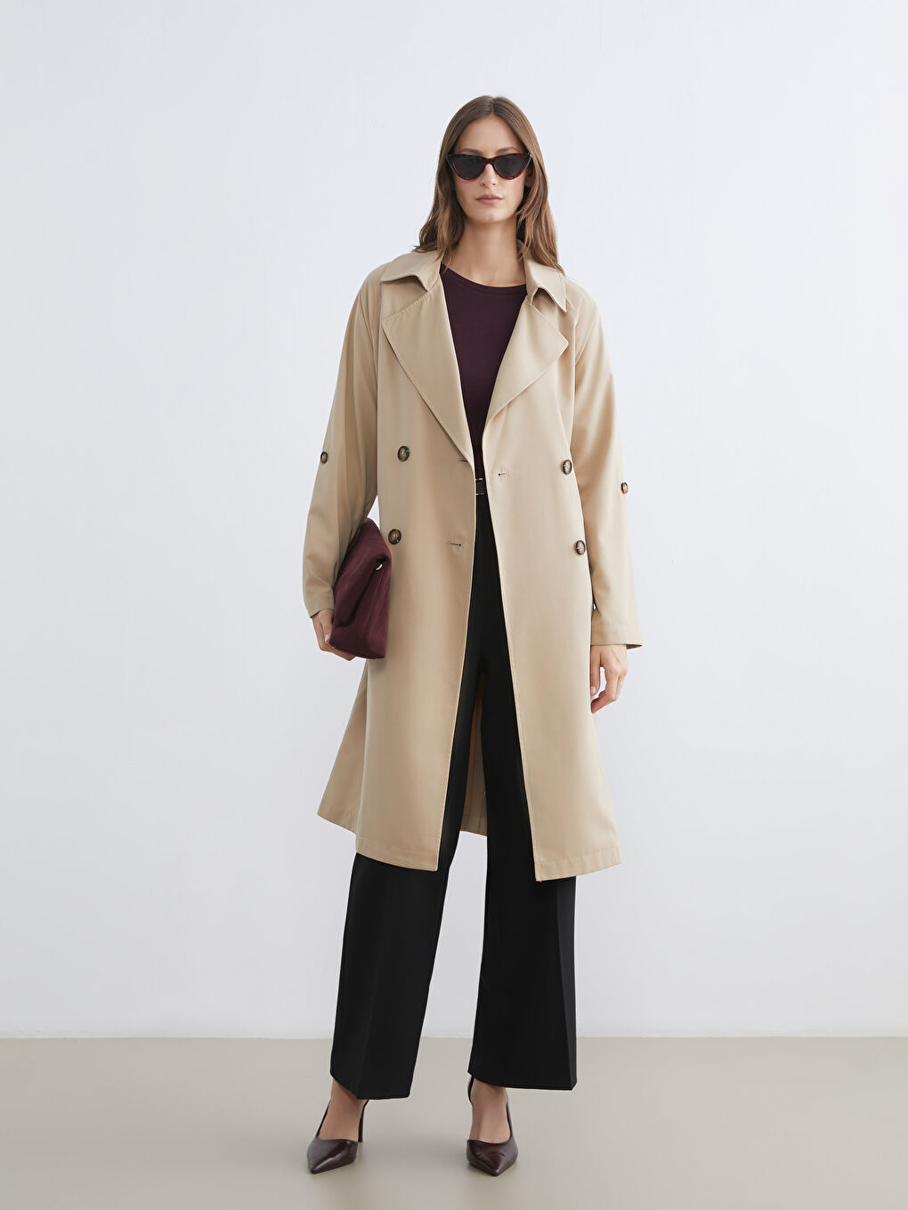 Women's Double-Breasted Trench Coat-1