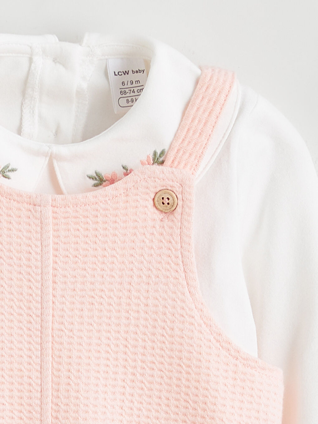 Pembe Bebe Yaka Çiçekli Kız Bebek Elbise-1