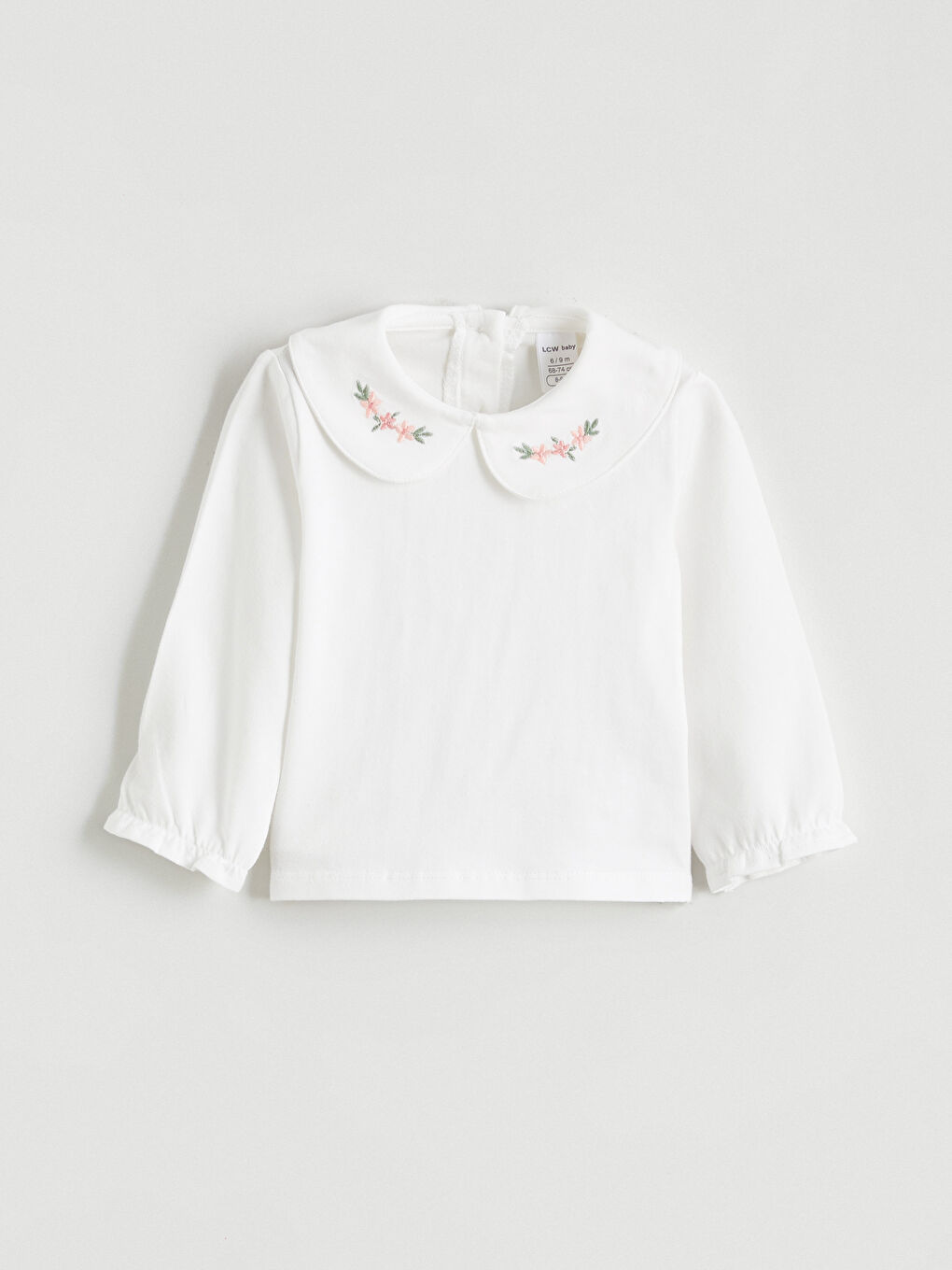 Pembe Bebe Yaka Çiçekli Kız Bebek Elbise-5