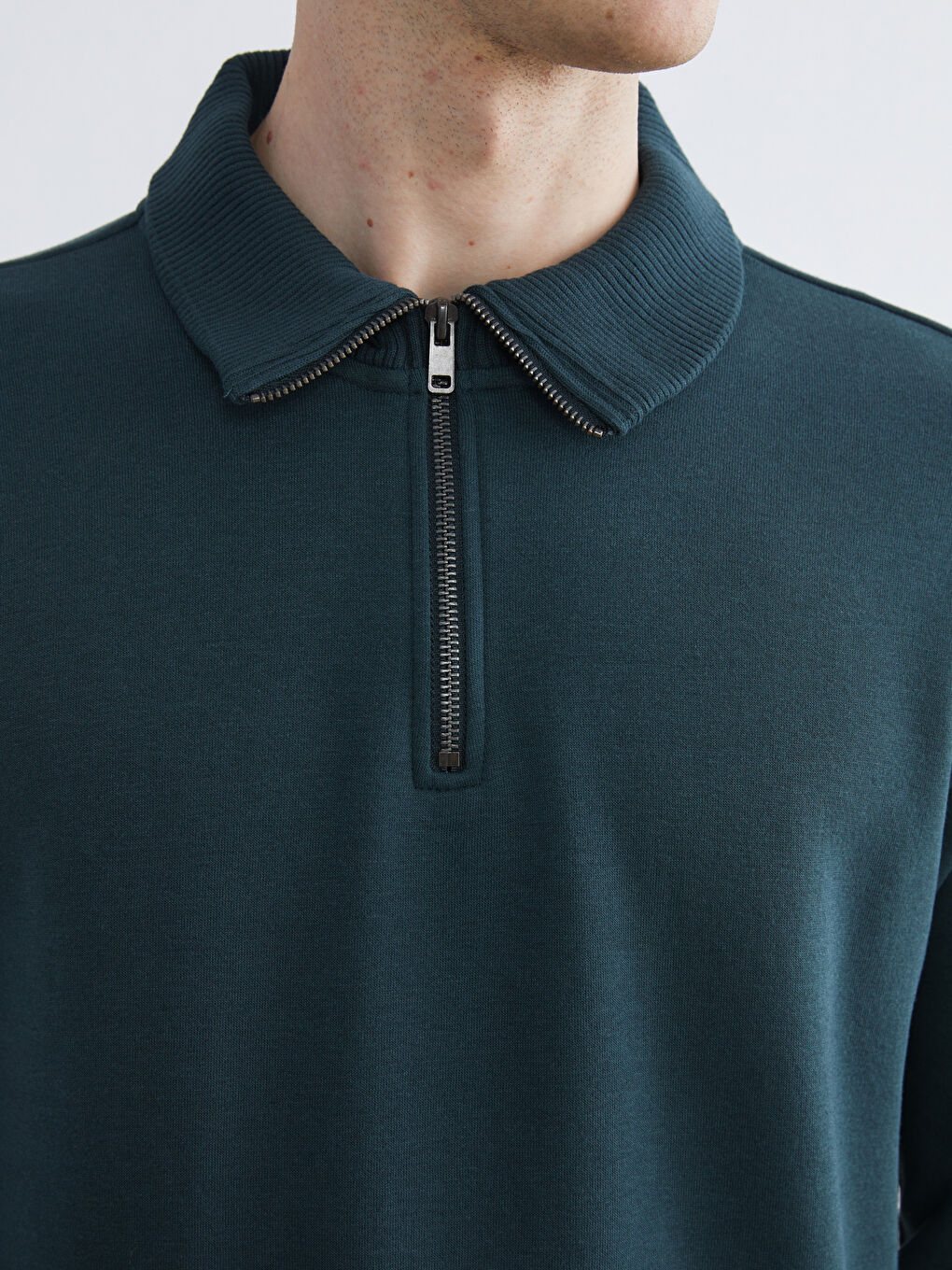 Petrol Dik Yaka Erkek Sweatshirt-2