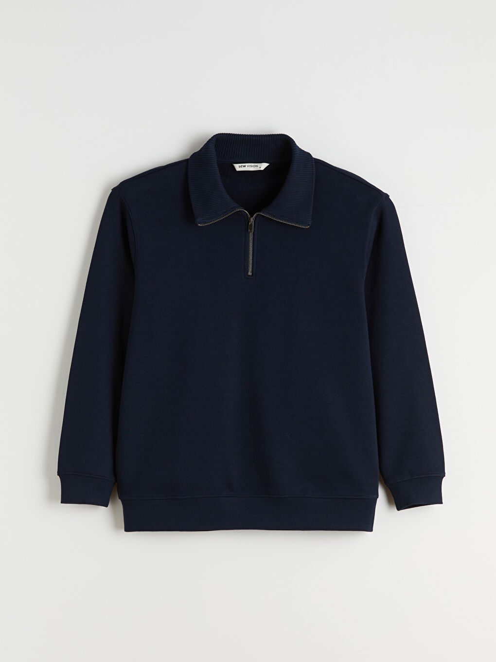 Lacivert Dik Yaka Erkek Sweatshirt-4