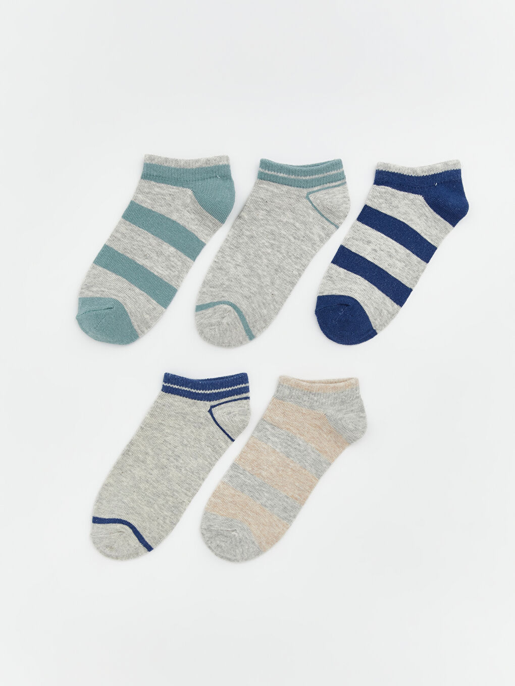 Karışık Çizgili Erkek Çocuk Patik Çorap 5'li-1