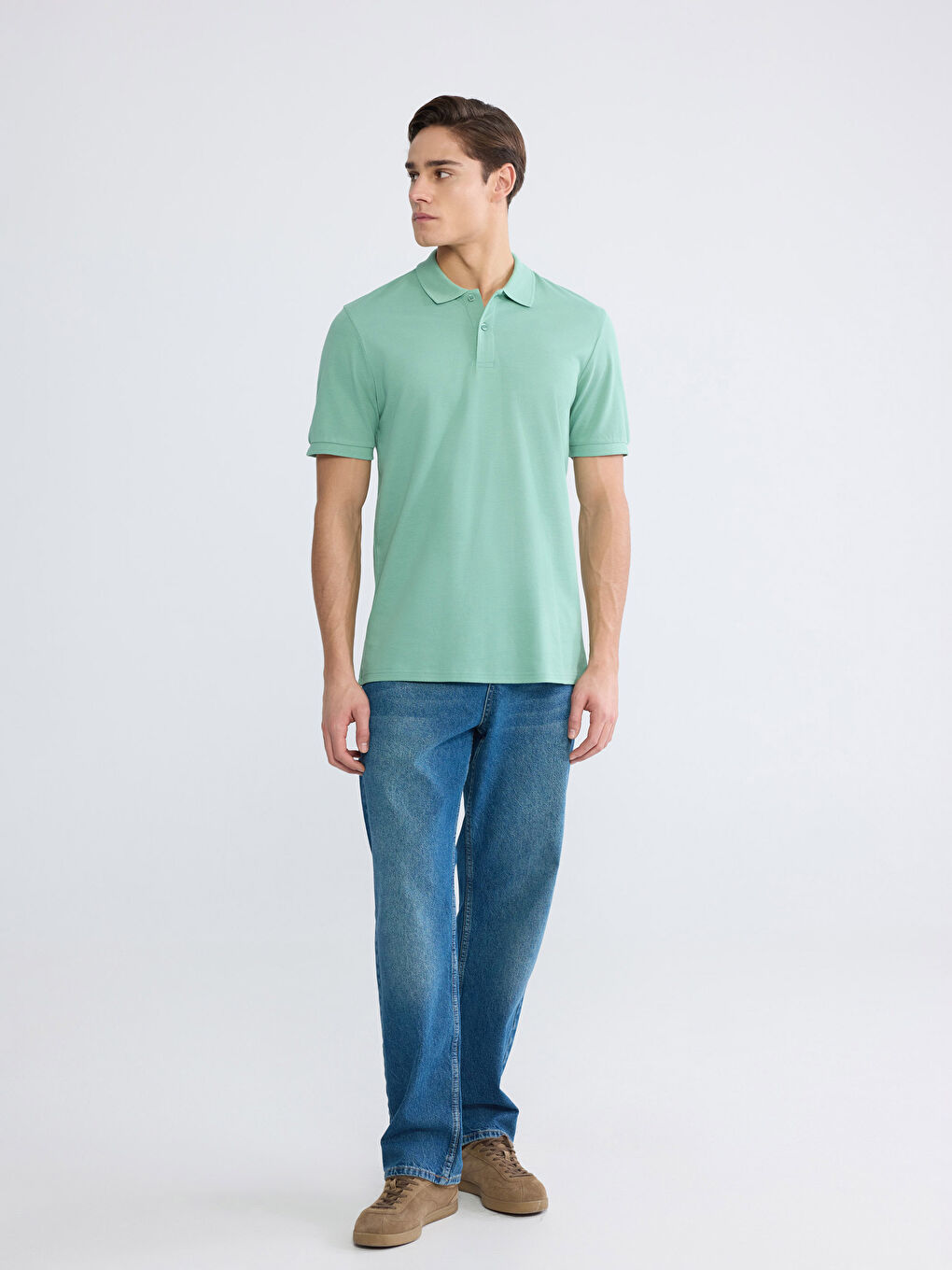 تي شيرت ياقة بولو بيكيه للرجال-1