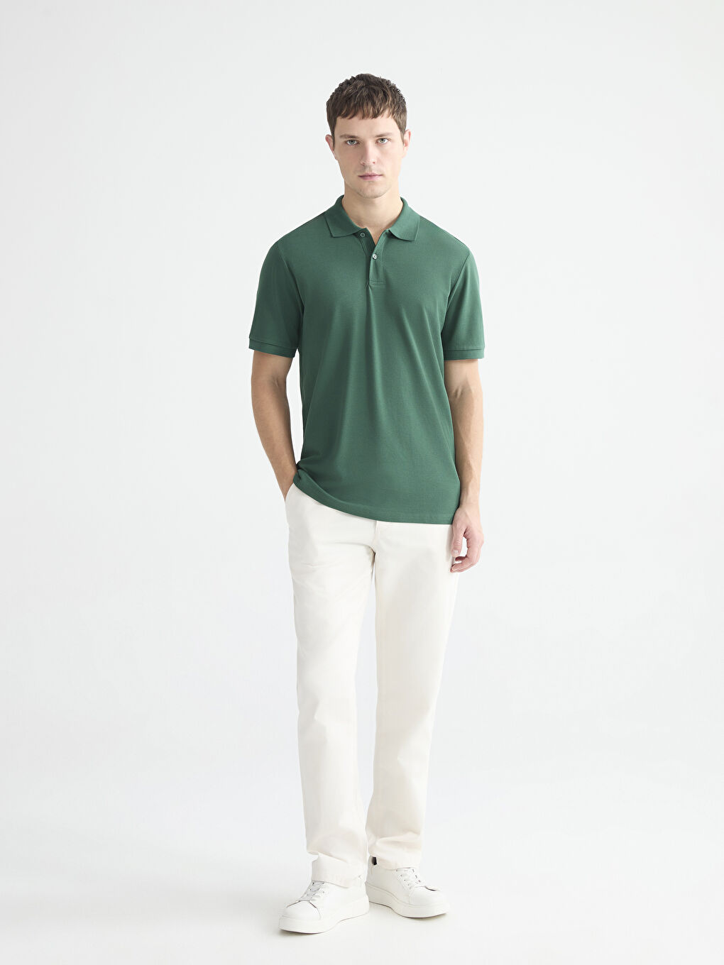 تي شيرت ياقة بولو بيكيه للرجال-1