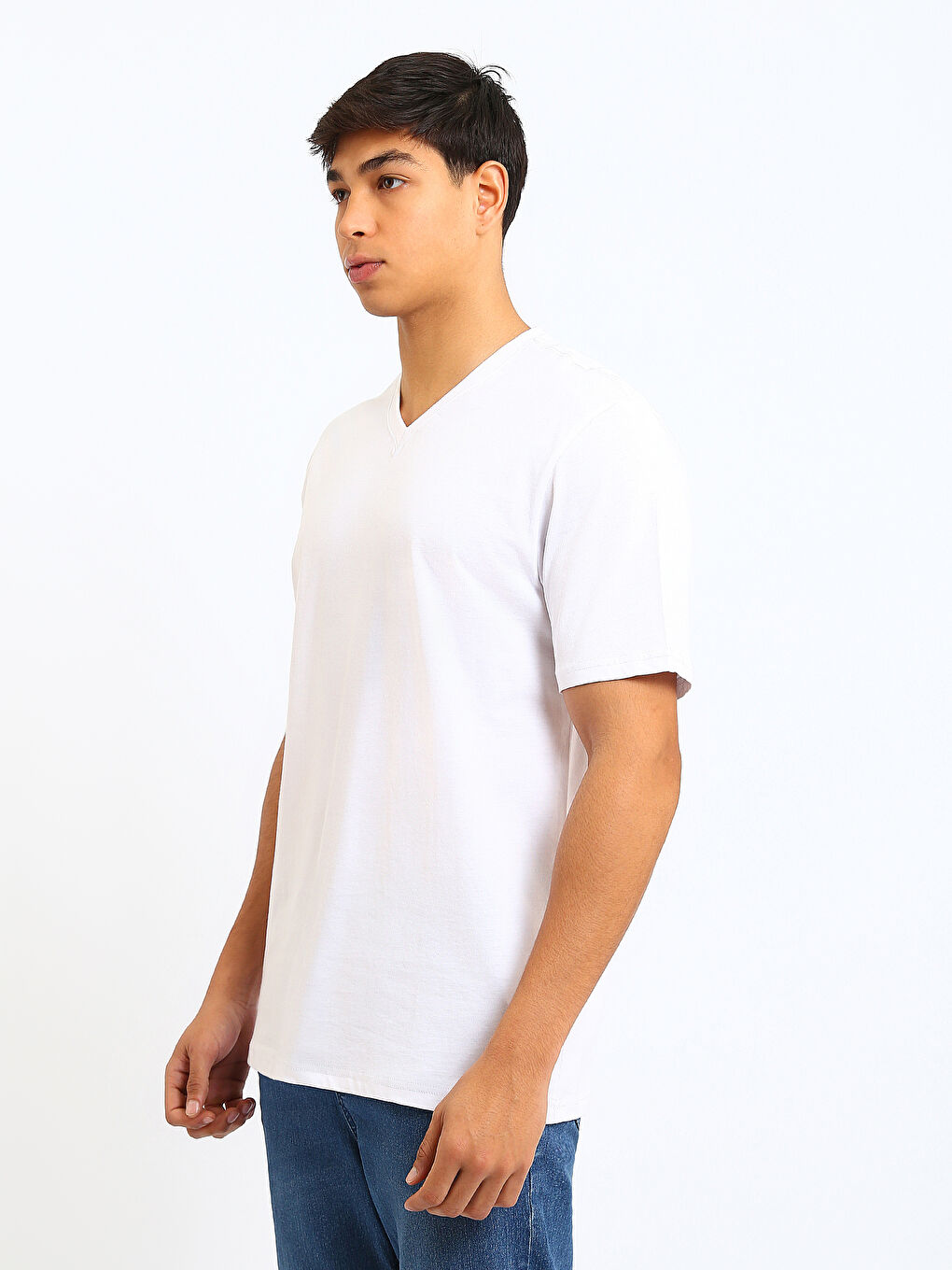 V Neck Short Sleeve Men's T-Shirt-3