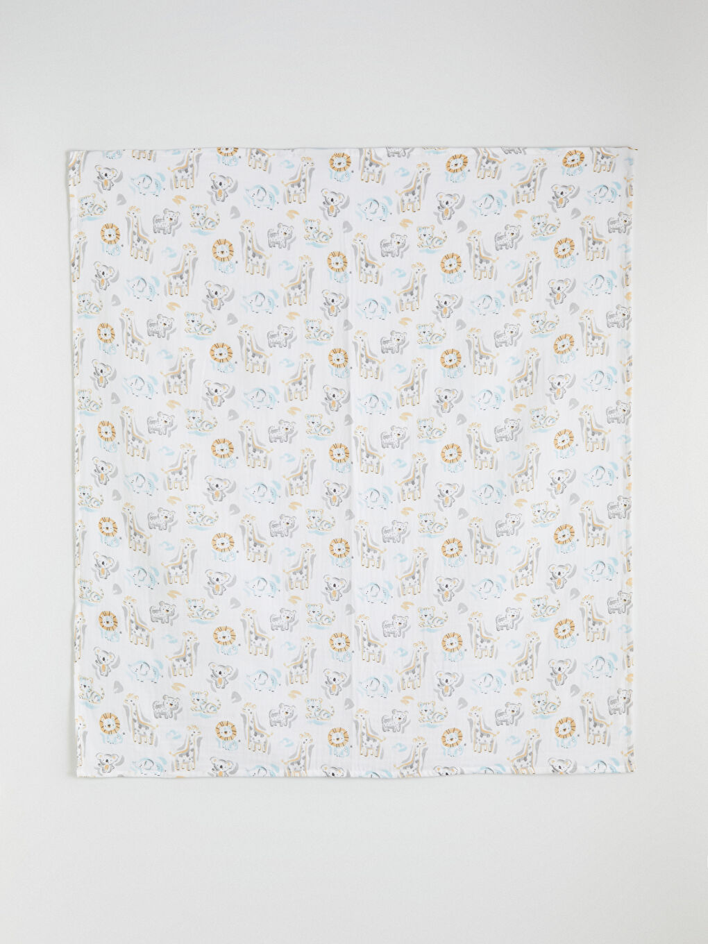 Ekru Baskılı Pamuklu Bebek Battaniyesi 90x100 cm