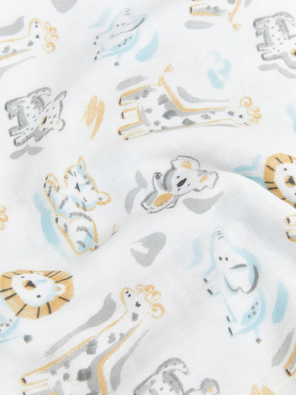 Ekru Baskılı Pamuklu Bebek Battaniyesi 90x100 cm-2