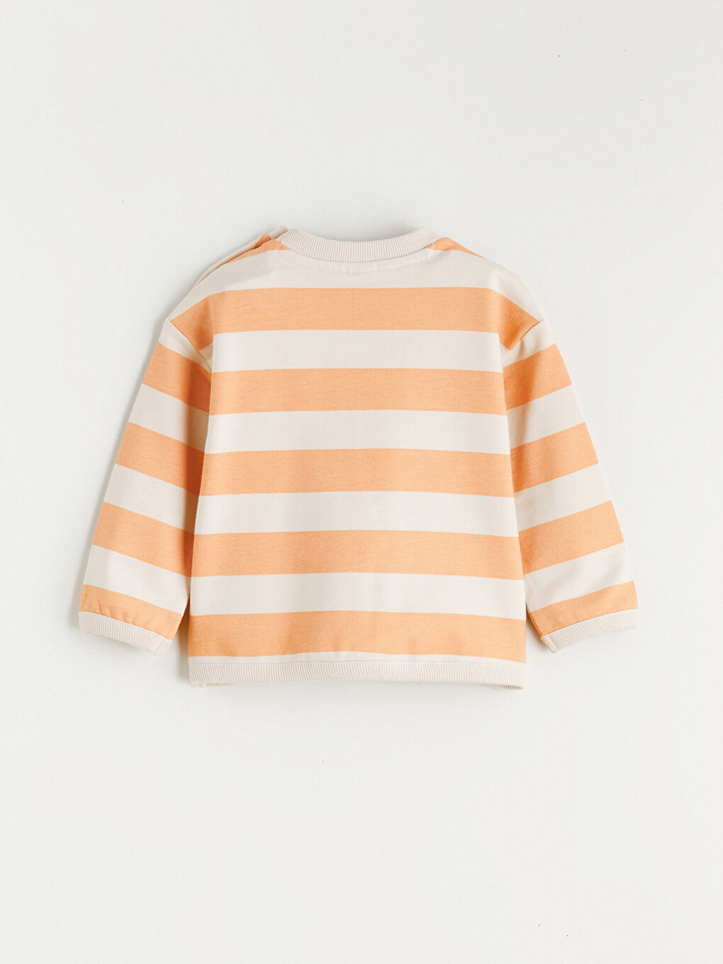 Sarı Erkek Bebek Bisiklet Yaka Uzun Kollu Çizgili Sweatshirt-1