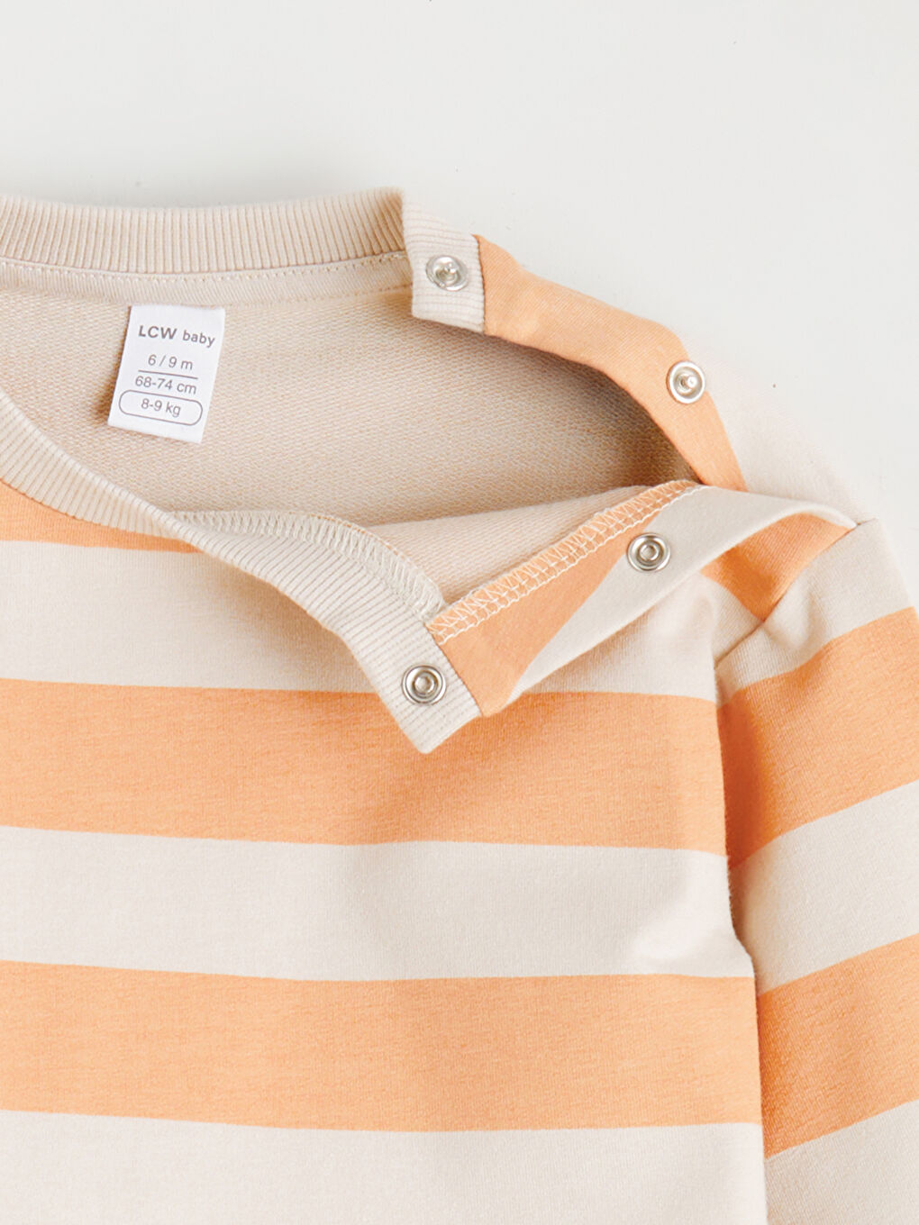 Sarı Erkek Bebek Bisiklet Yaka Uzun Kollu Çizgili Sweatshirt-2