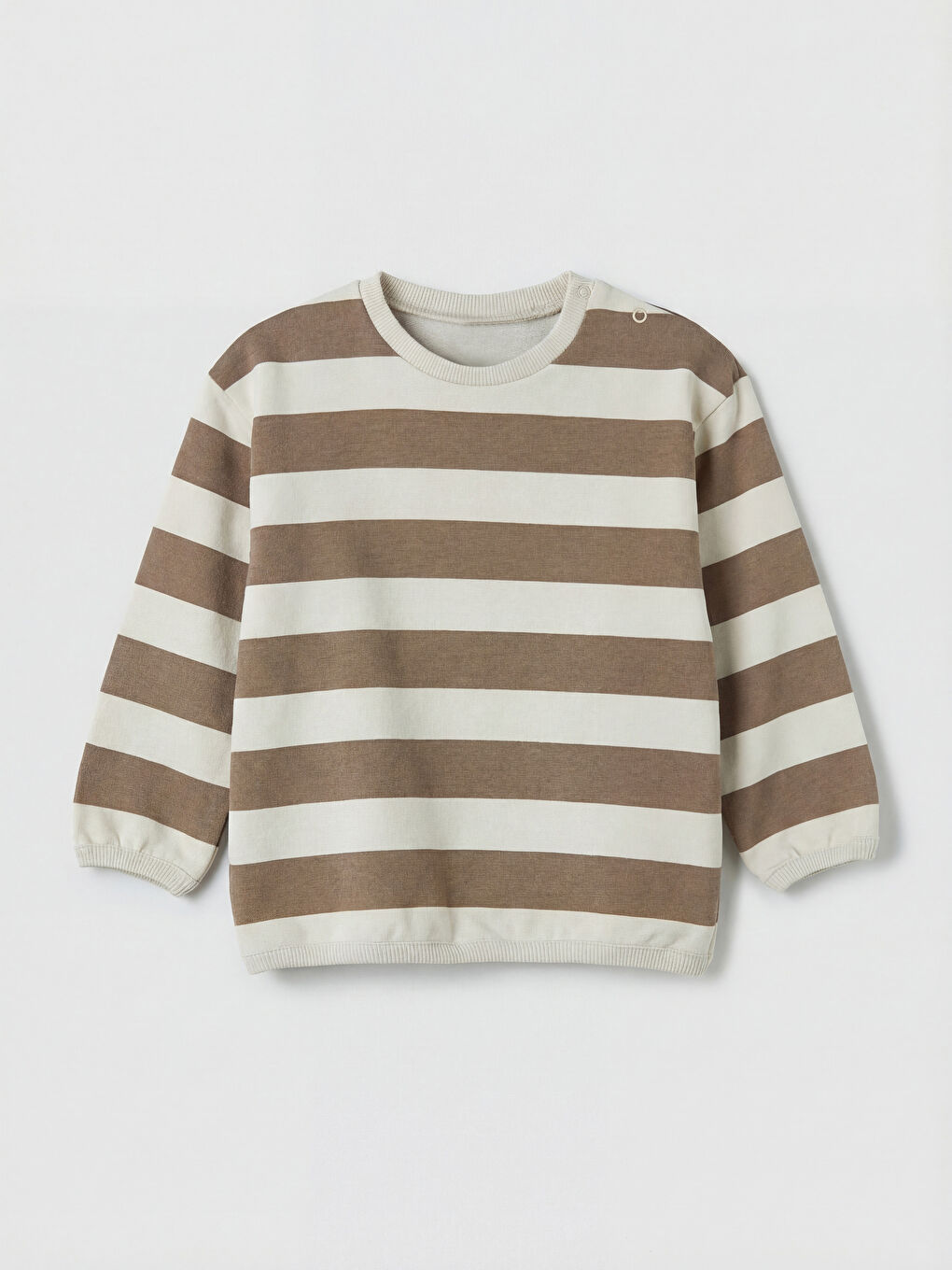 Sarı Erkek Bebek Bisiklet Yaka Uzun Kollu Çizgili Sweatshirt