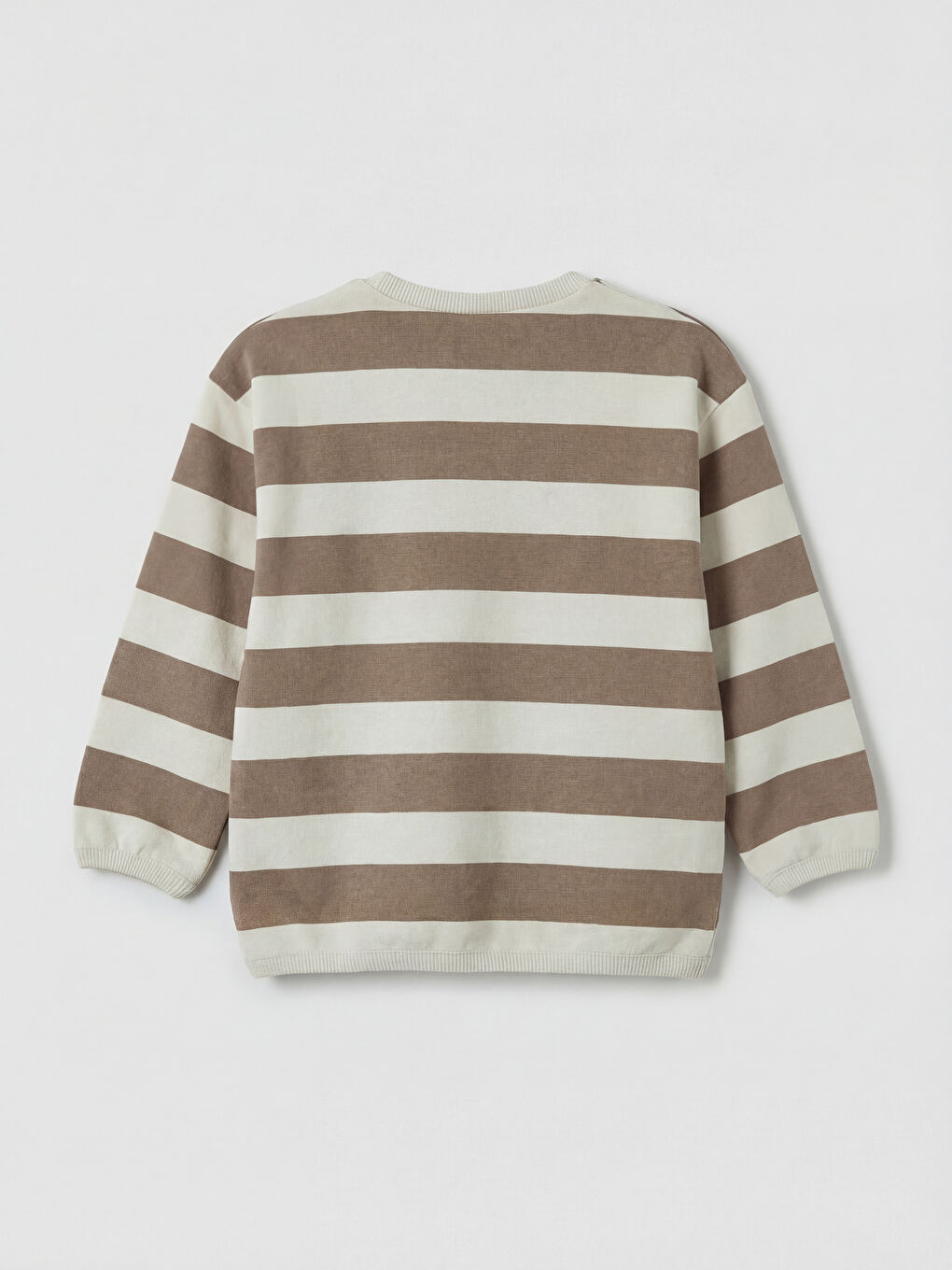 Sarı Erkek Bebek Bisiklet Yaka Uzun Kollu Çizgili Sweatshirt-1