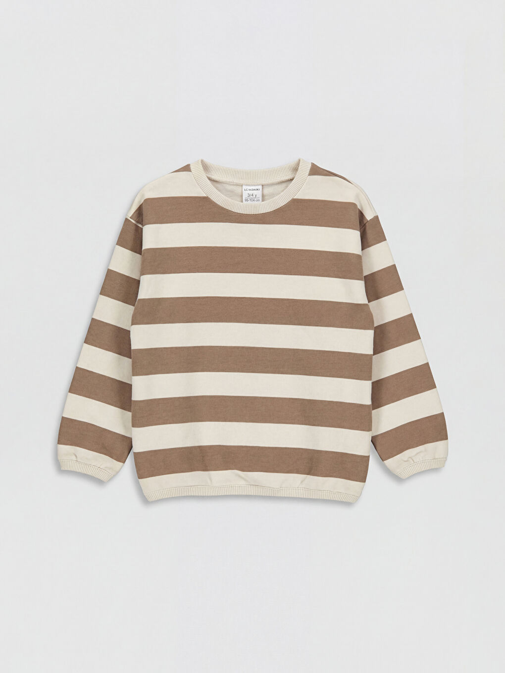 Sarı Erkek Bebek Bisiklet Yaka Uzun Kollu Çizgili Sweatshirt