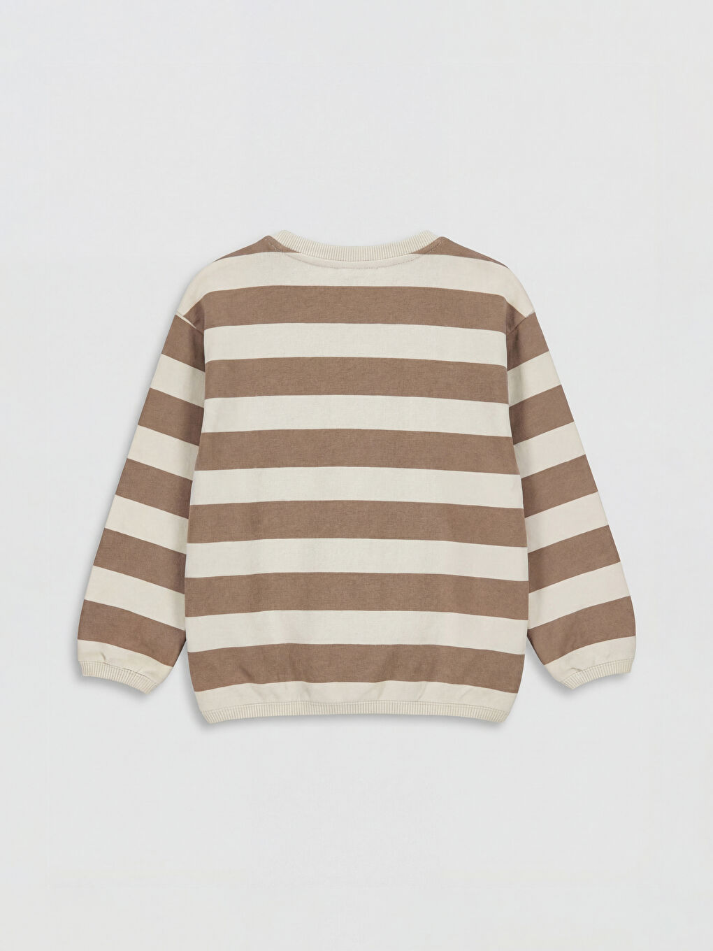 Sarı Erkek Bebek Bisiklet Yaka Uzun Kollu Çizgili Sweatshirt-1