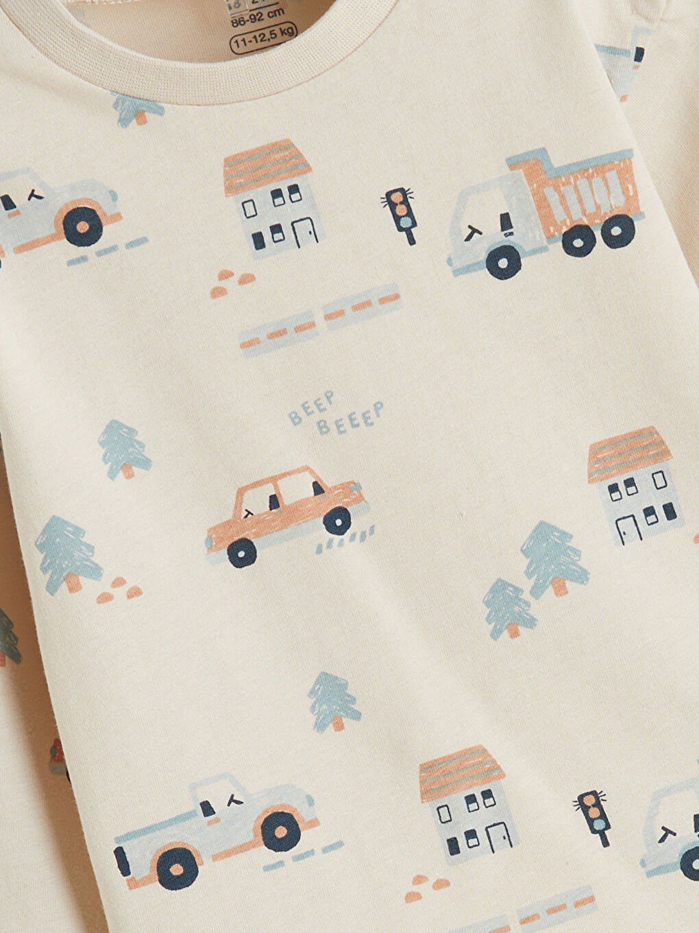 Bej Baskılı Erkek Bebek Tişört ve Jogger Eşofman Altı-2