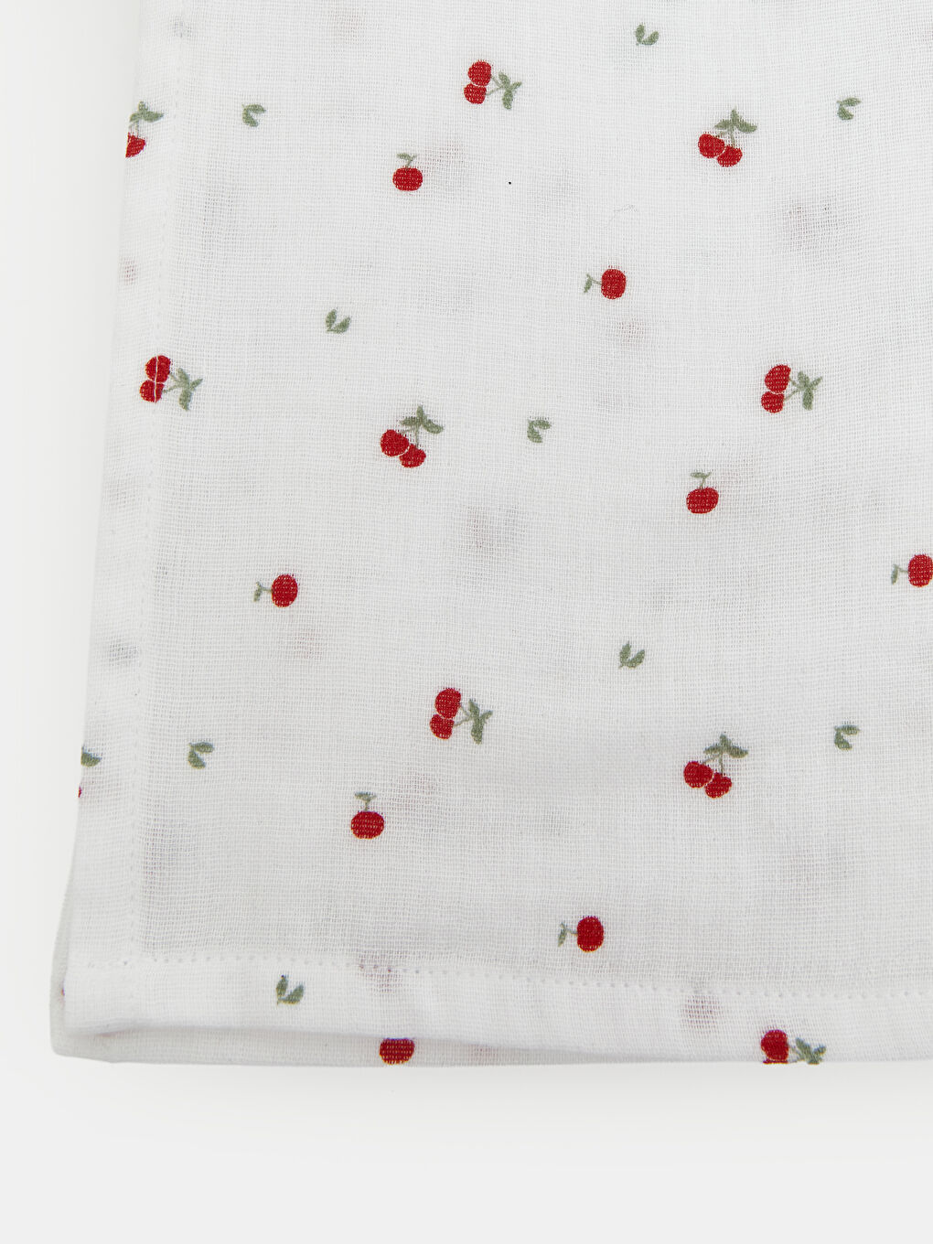 Ekru Kiraz Baskılı Kız Çocuk Müslin Bez 90x100 cm-2