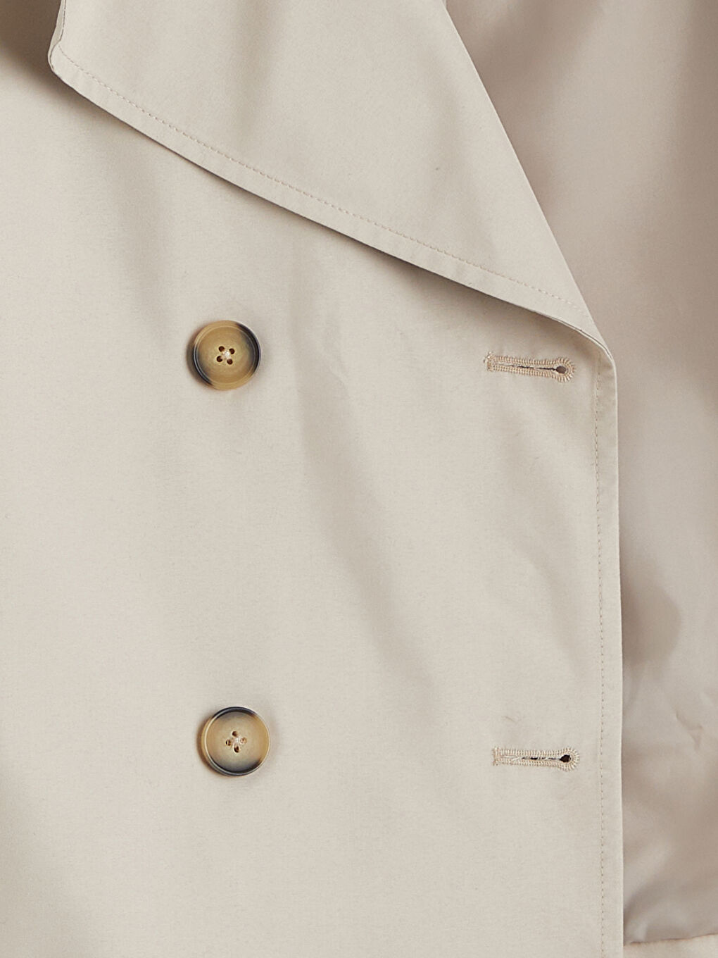 Bej Kruvaze Yaka Oversize Kadın Trençkot-6