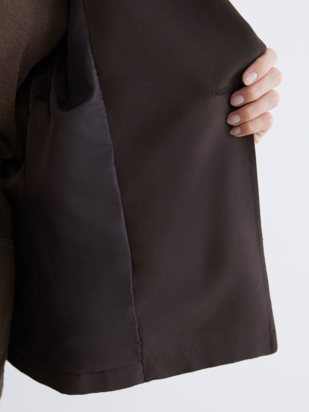 Kahverengi Kruvaze Yaka Oversize Kadın Trençkot-3