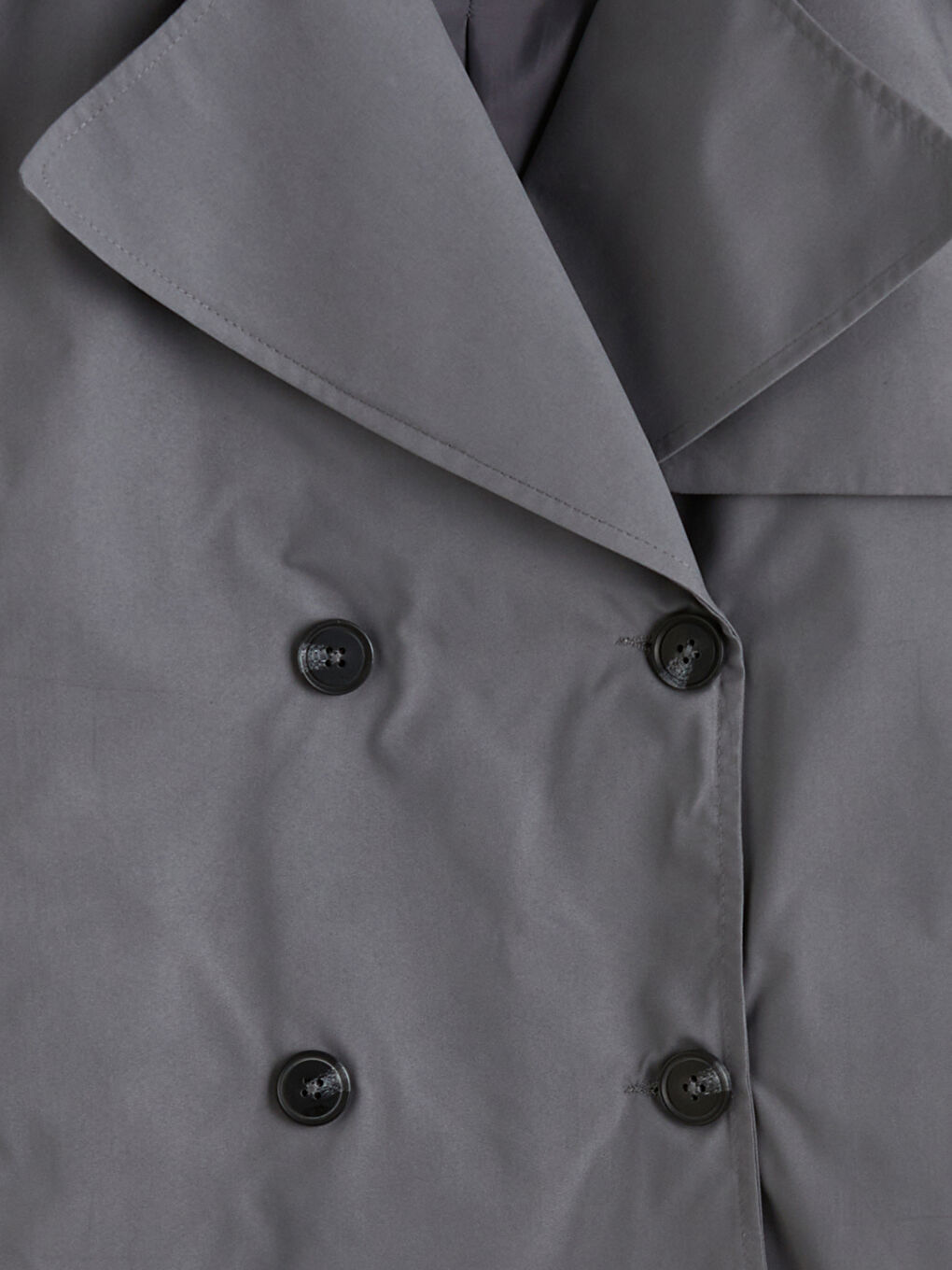 Gri Kruvaze Yaka Oversize Kadın Trençkot-2