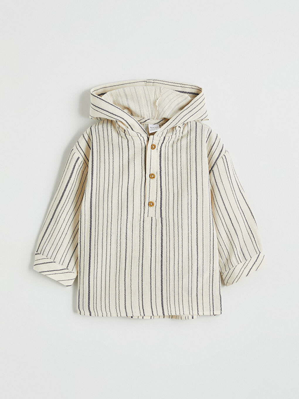 Ekru Erkek Bebek Kapüşonlu Gömlek ve Pantolon-1