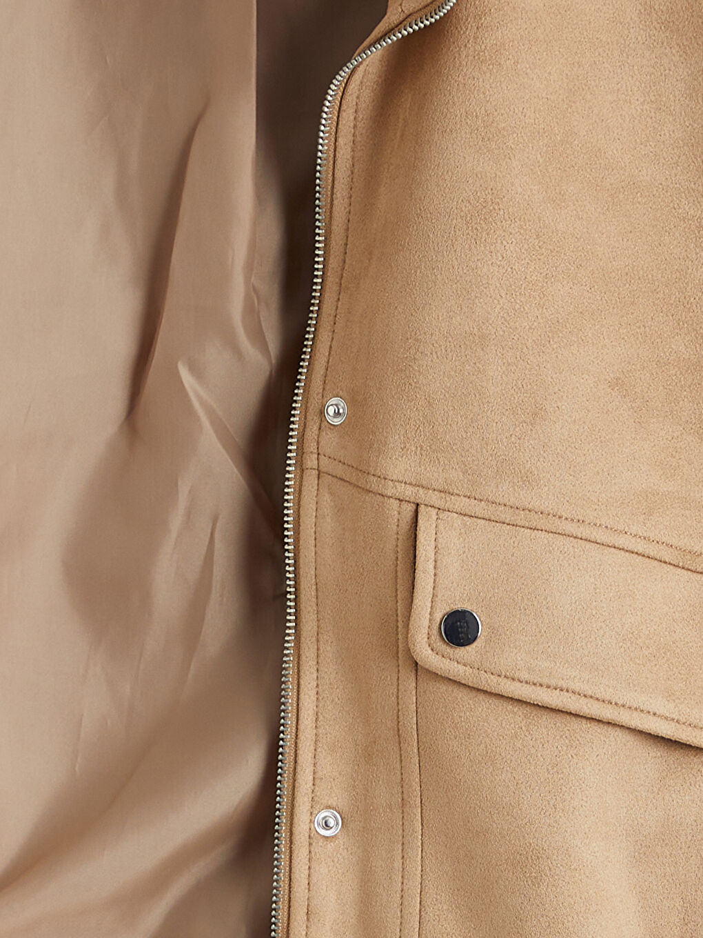 Женско яке с висока яка от изкуствен велур-6