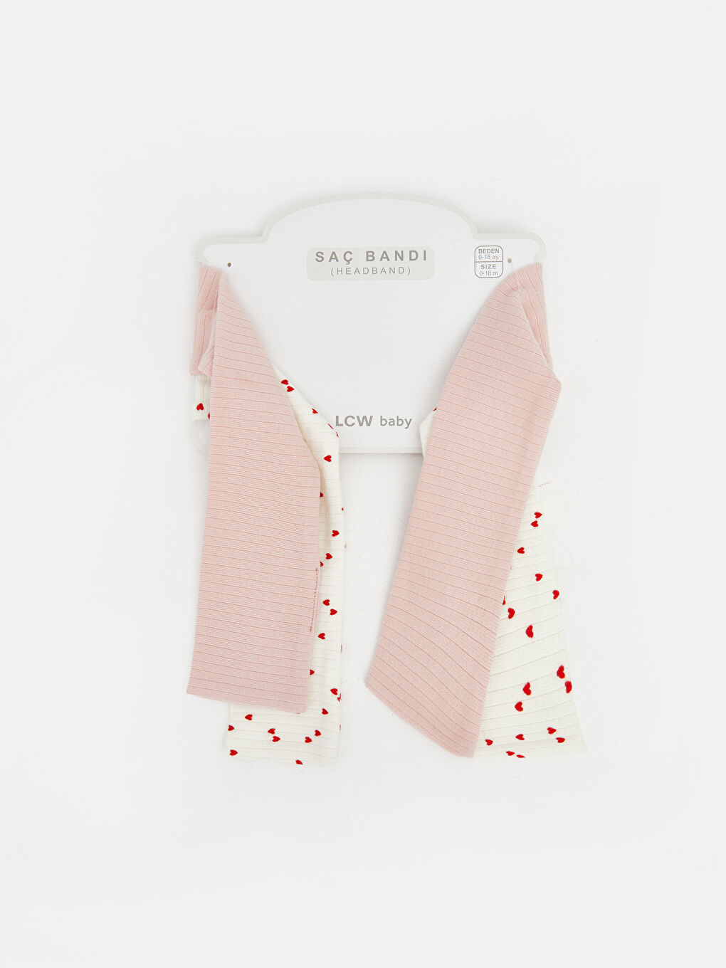 Pembe Desenli Kız Bebek Saç Bandı 2'li